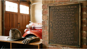 Vintage 1958 Firefighters Prayer by A.W. "Smokey" Linn on aged paper showcasing original text and formatting