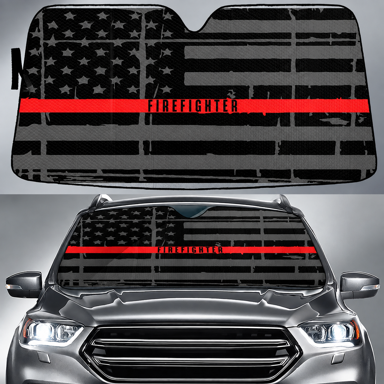 Firefighter Thin Red Line - Car Windshield Sunshade
