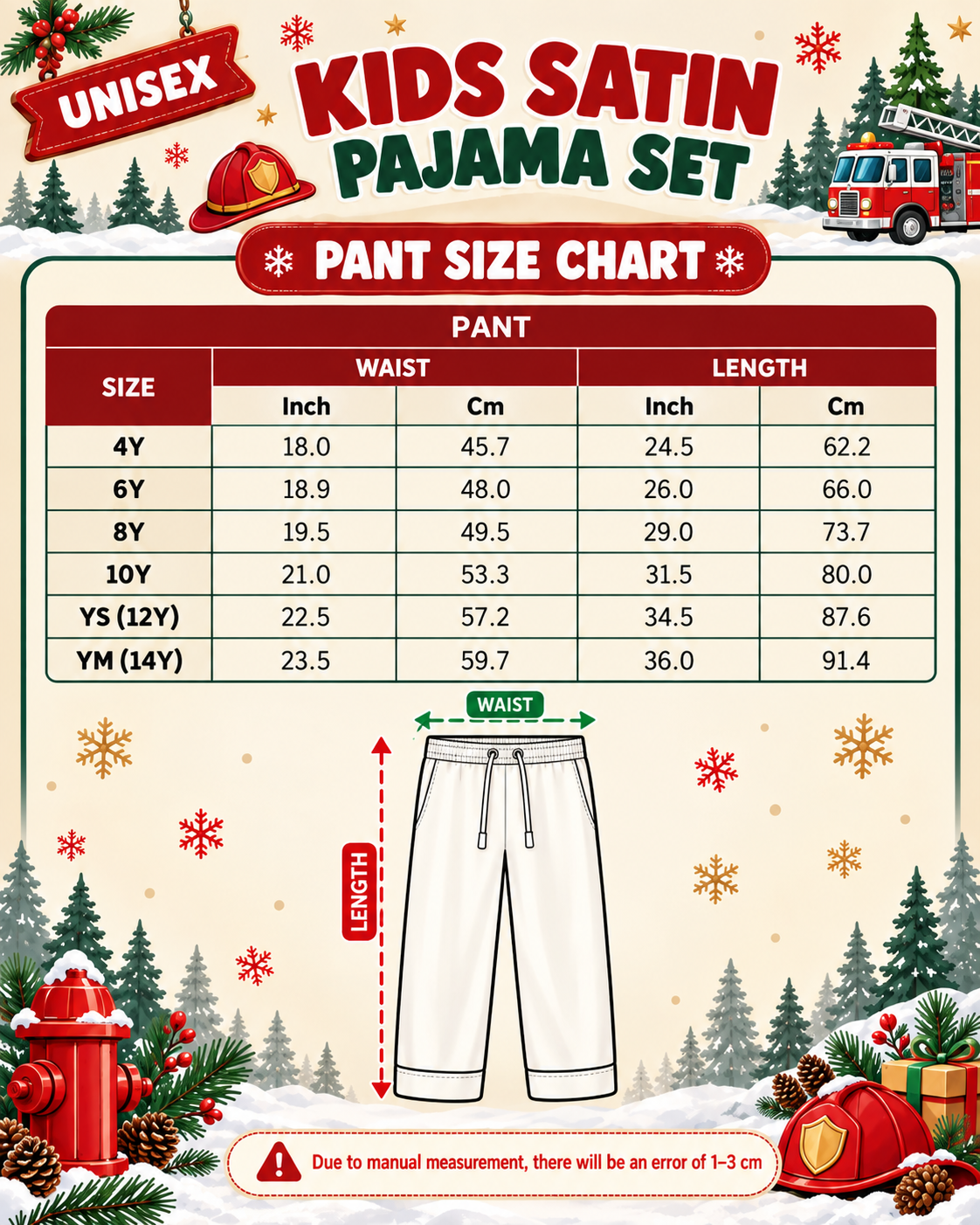 Christmas Kids Satin Pajama Set – Festive All-Over Print Long Sleeve PJs