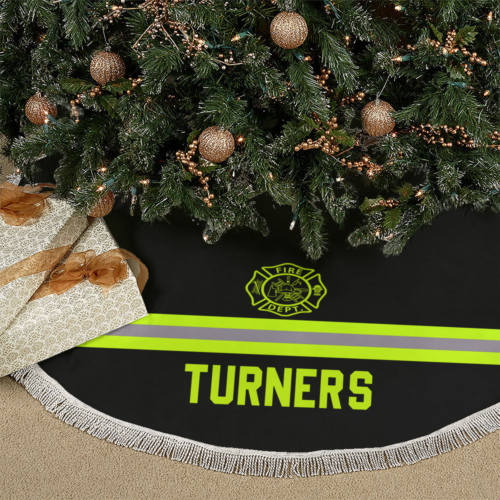 Firefighter Custom Name Christmas Tree Skirt - 3 Color