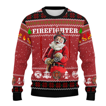 Firefighter Santa Ugly Christmas Sweater - Merry Christmas