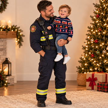 Kids Fire Truck Christmas Sweater – Firefighter Fair Isle Knit Pullover for Boys & Girls