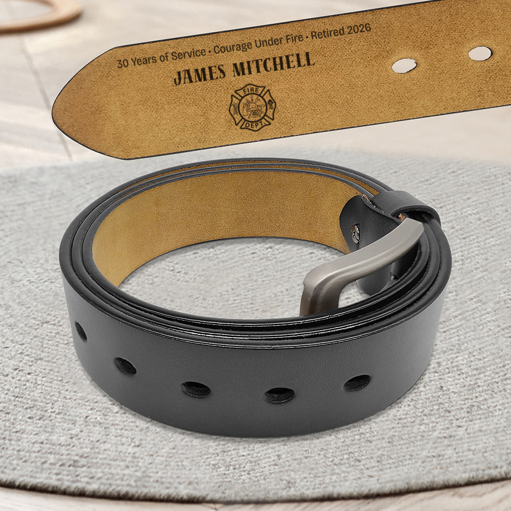 Personalized Firefighter Belt - Custom Retirement Engraved Leather Gift