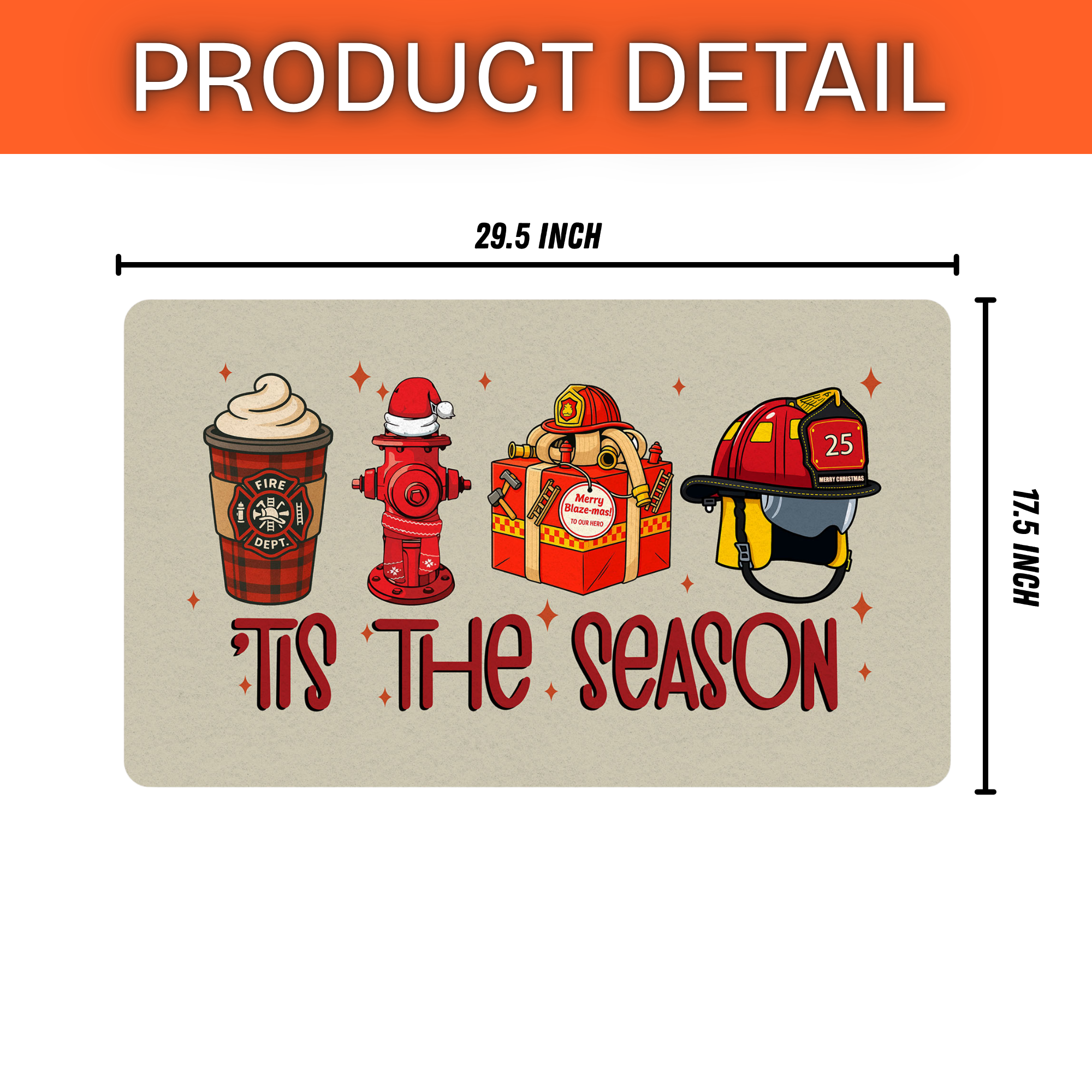 Tis The Season - Firefighter Christmas Doormat