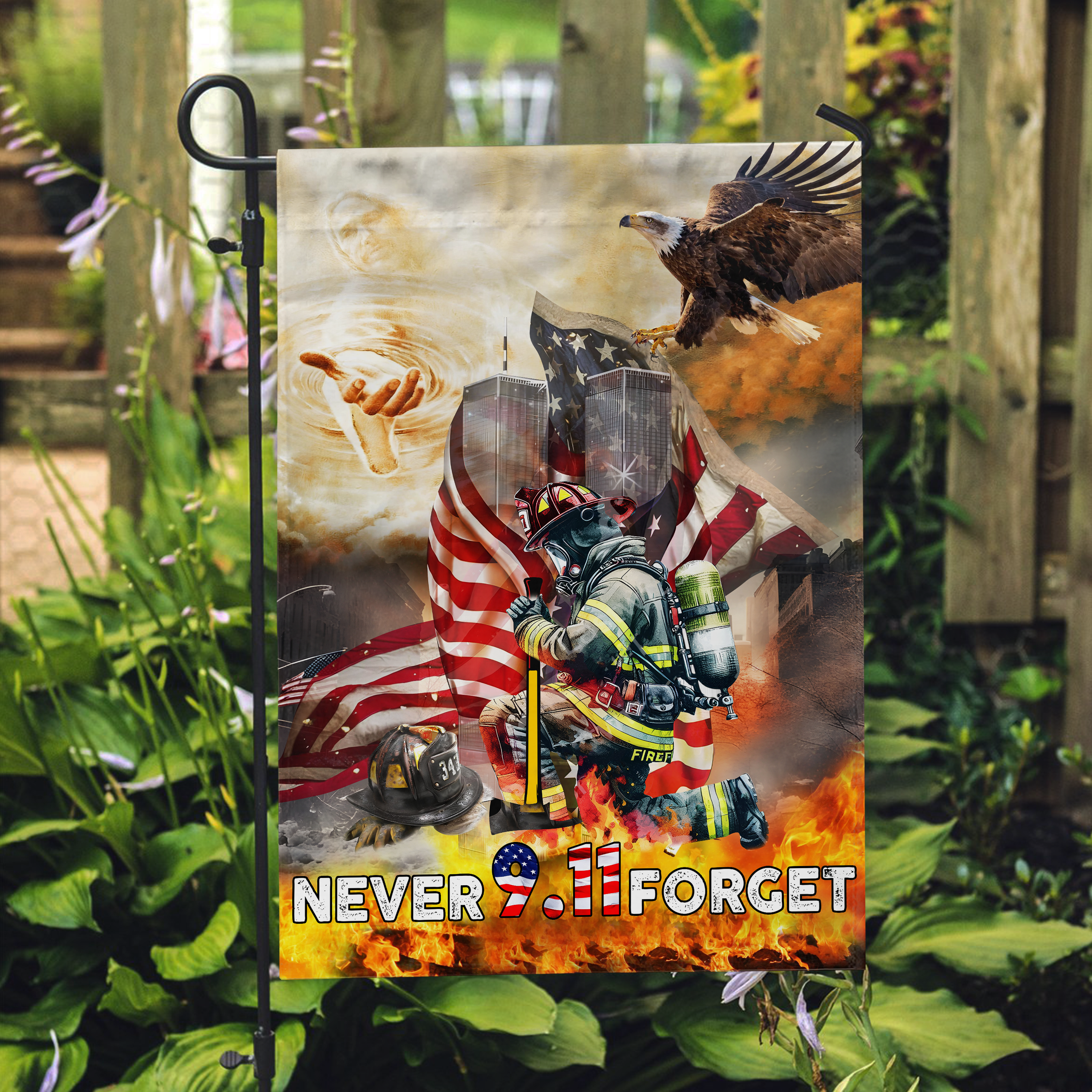 9/11 Never Forget Eagle Memorial Flag - Patriotic American Bald Eagle Flag