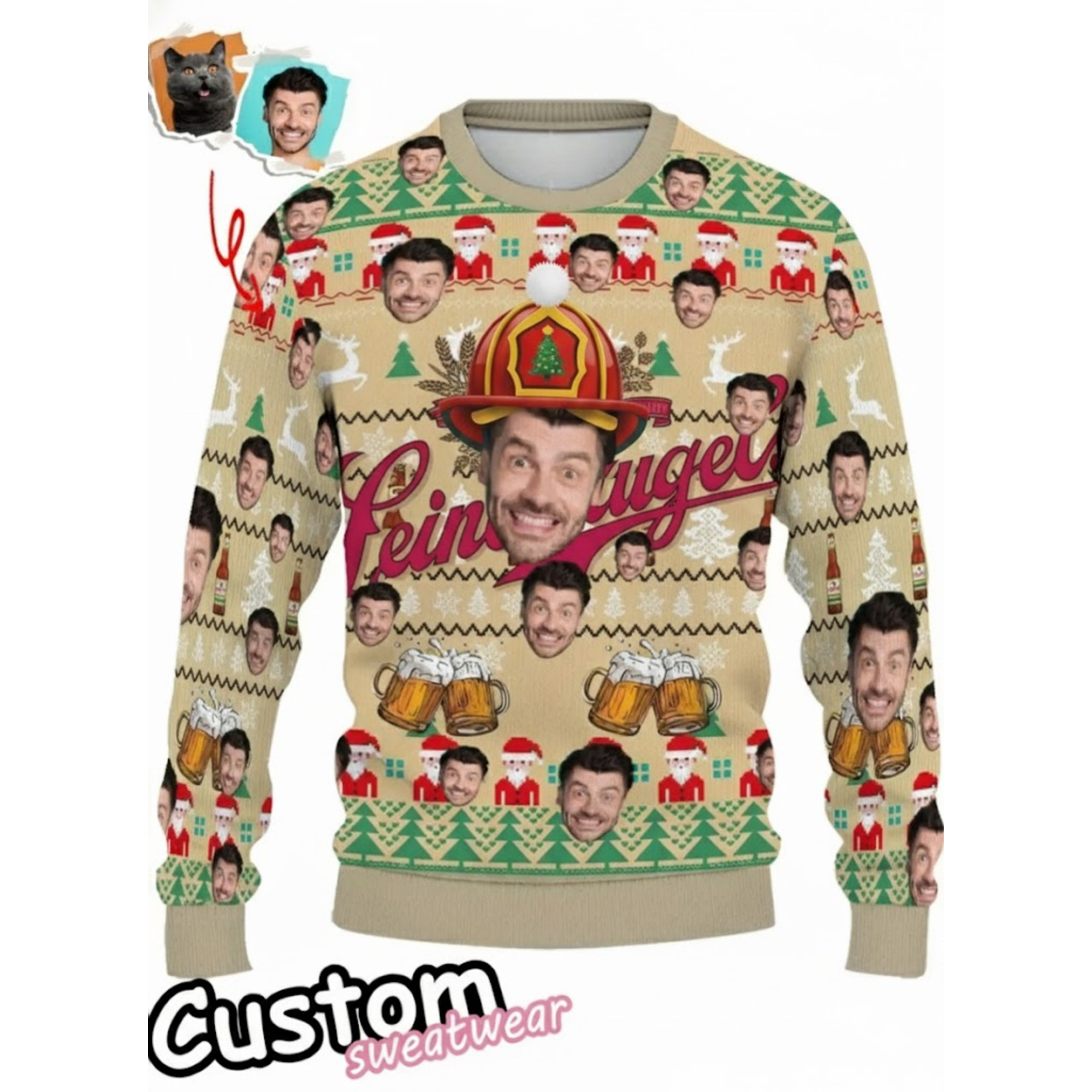 Custom Face Ugly Christmas Sweater - Personalized Photo