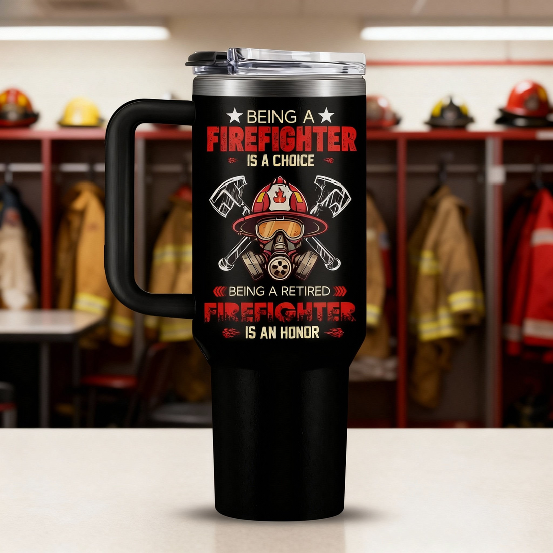 Firefighter Retirement Tumbler - 40oz Insulated Travel Mug with Handle and Straw