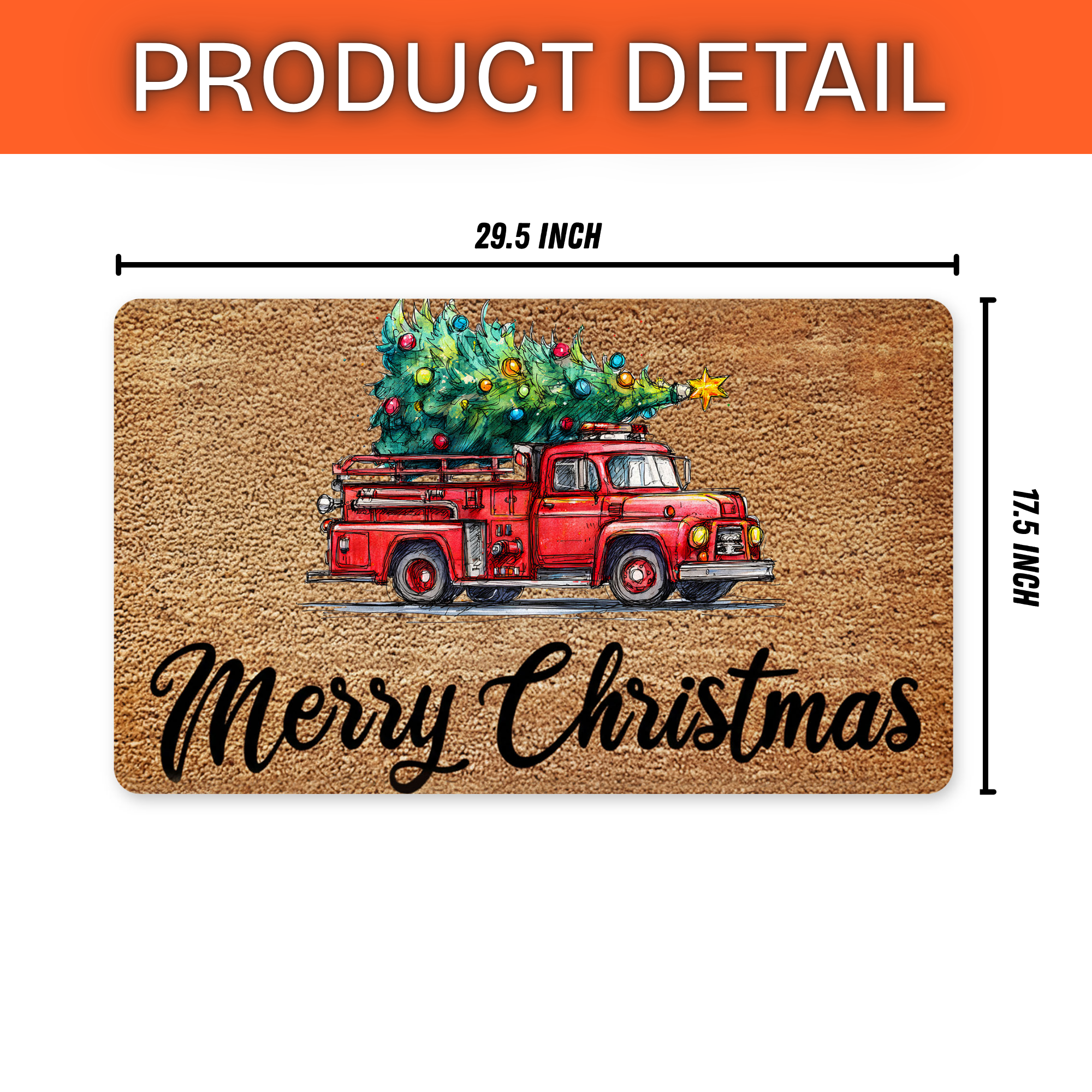 Weihnachts-Feuerwehrauto-Fußmatte – Willkommensmatte für ein frohes Weihnachtsfest 