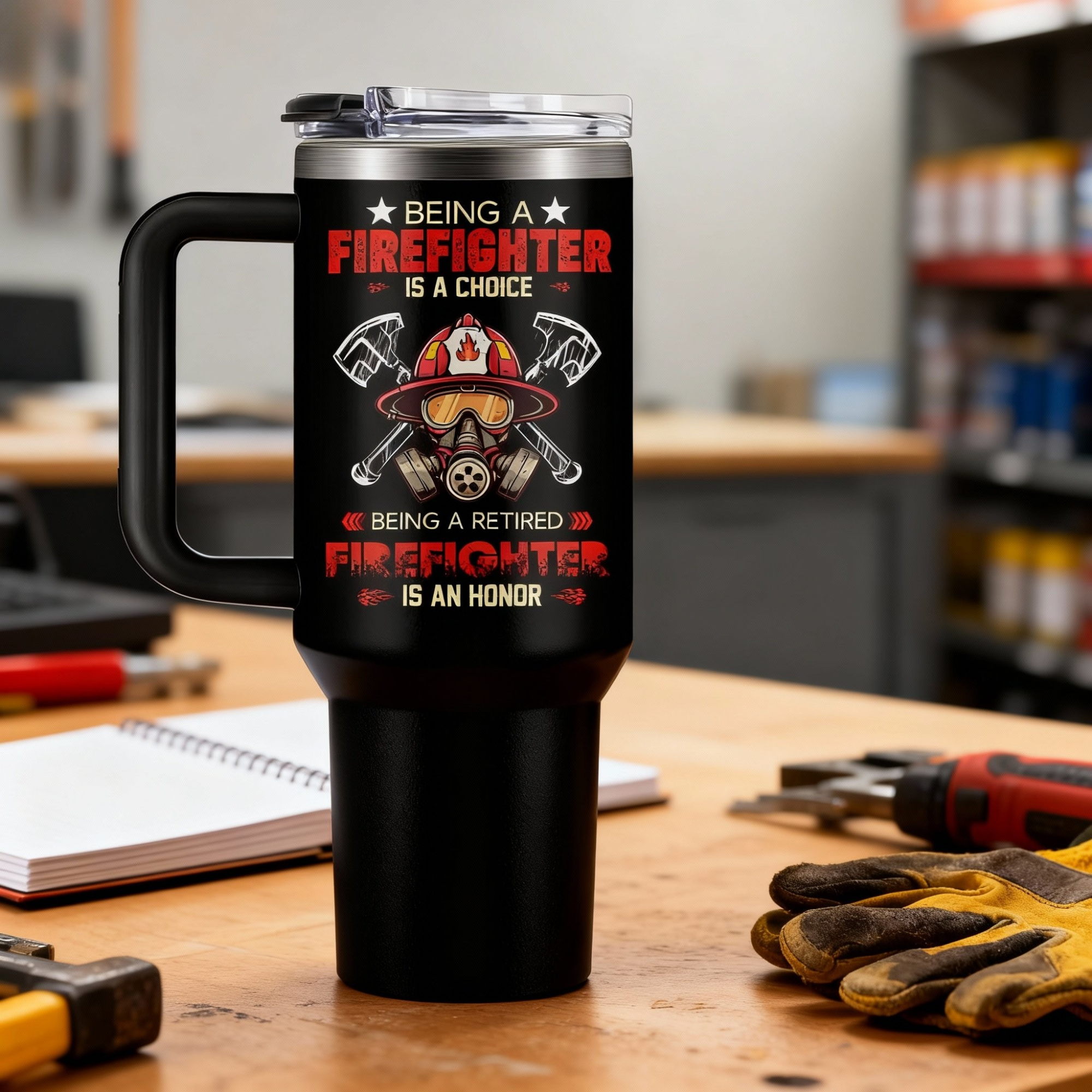 Firefighter Retirement Tumbler - 40oz Insulated Travel Mug with Handle and Straw