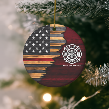 Personalized Firefighter American Flag Christmas Ornament