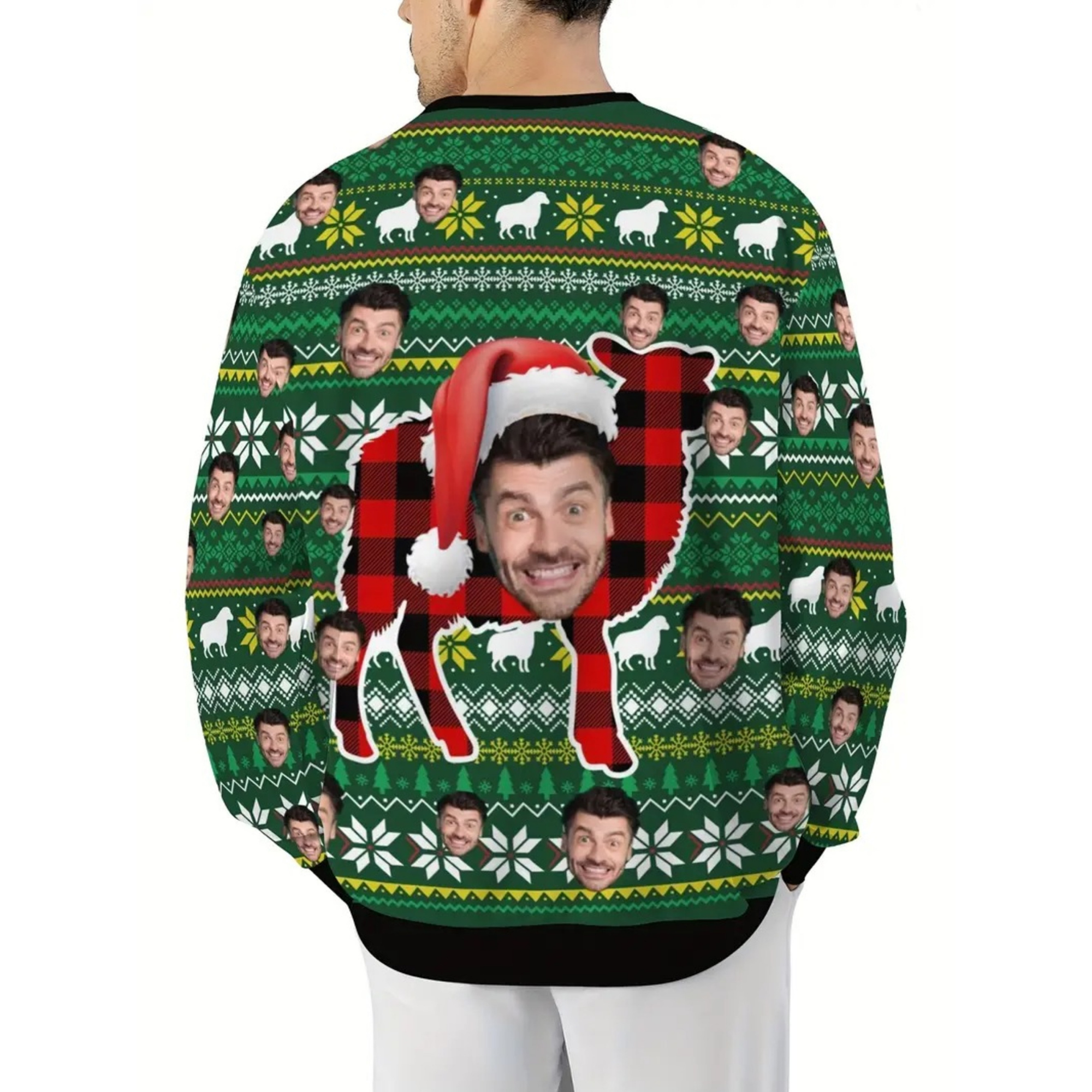 Custom Face Ugly Christmas Sweater - Personalized Photo Green