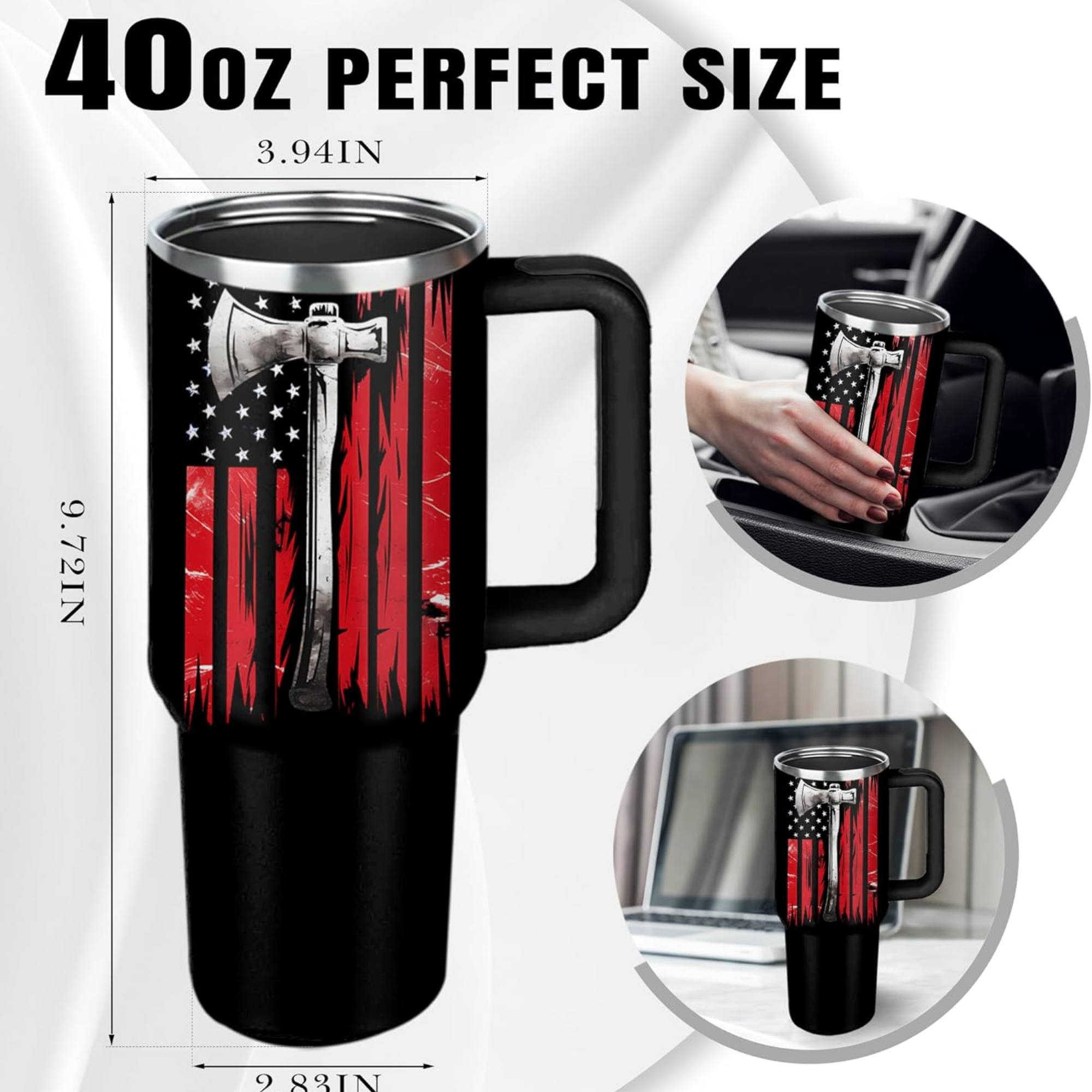 Firefighter Retirement Tumbler - 40oz Insulated Travel Mug with Handle and Straw