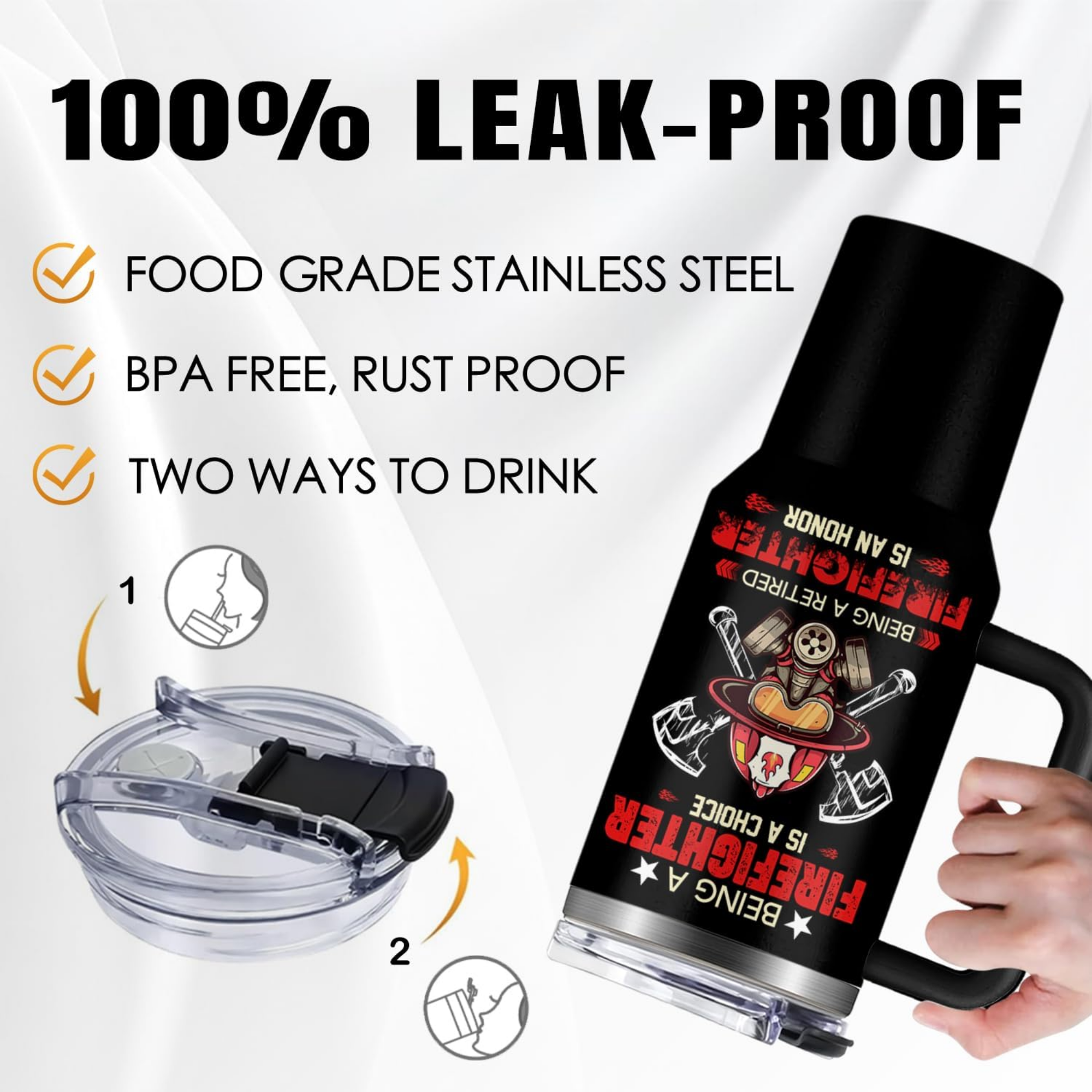 Firefighter Retirement Tumbler - 40oz Insulated Travel Mug with Handle and Straw