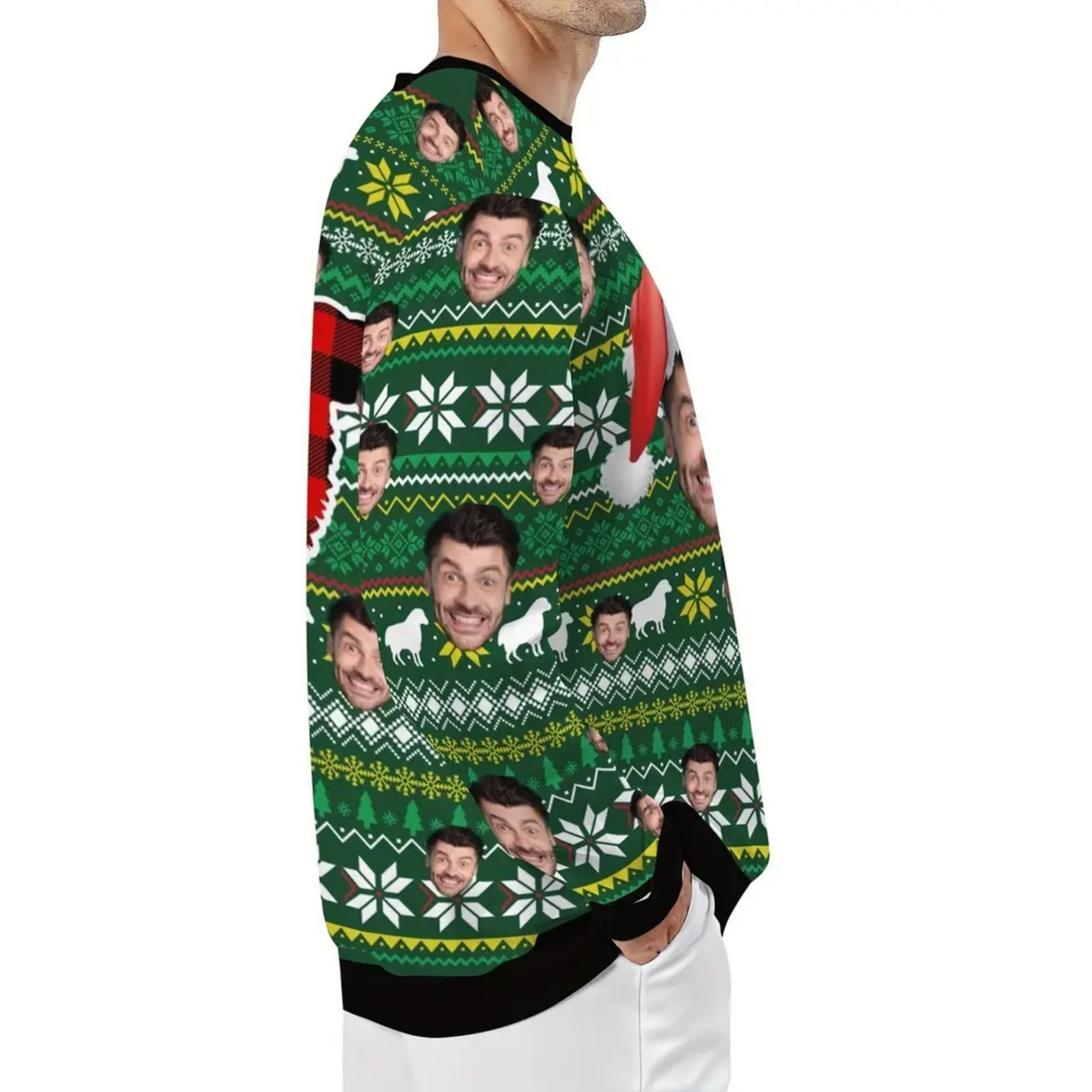 Custom Face Ugly Christmas Sweater - Personalized Photo Green
