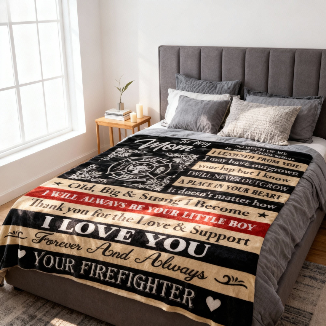 To My Mom I Love You - Firefighter Love Premium Blanket