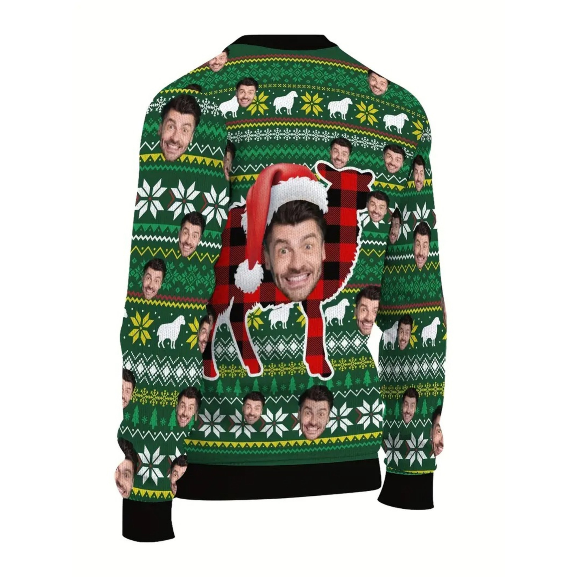 Custom Face Ugly Christmas Sweater - Personalized Photo Green