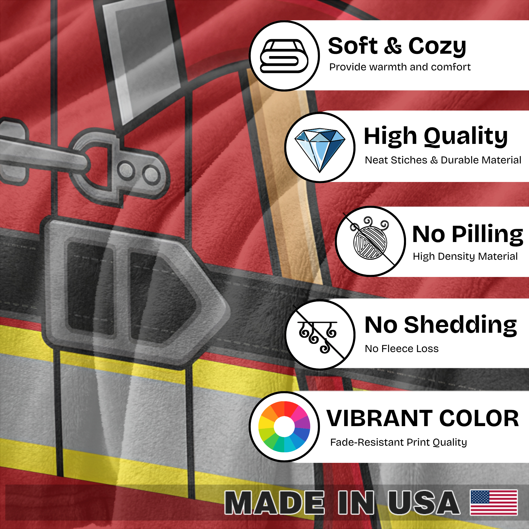 Couverture personnalisée pour pompier - Modèle de veste d'intervention avec nom personnalisé