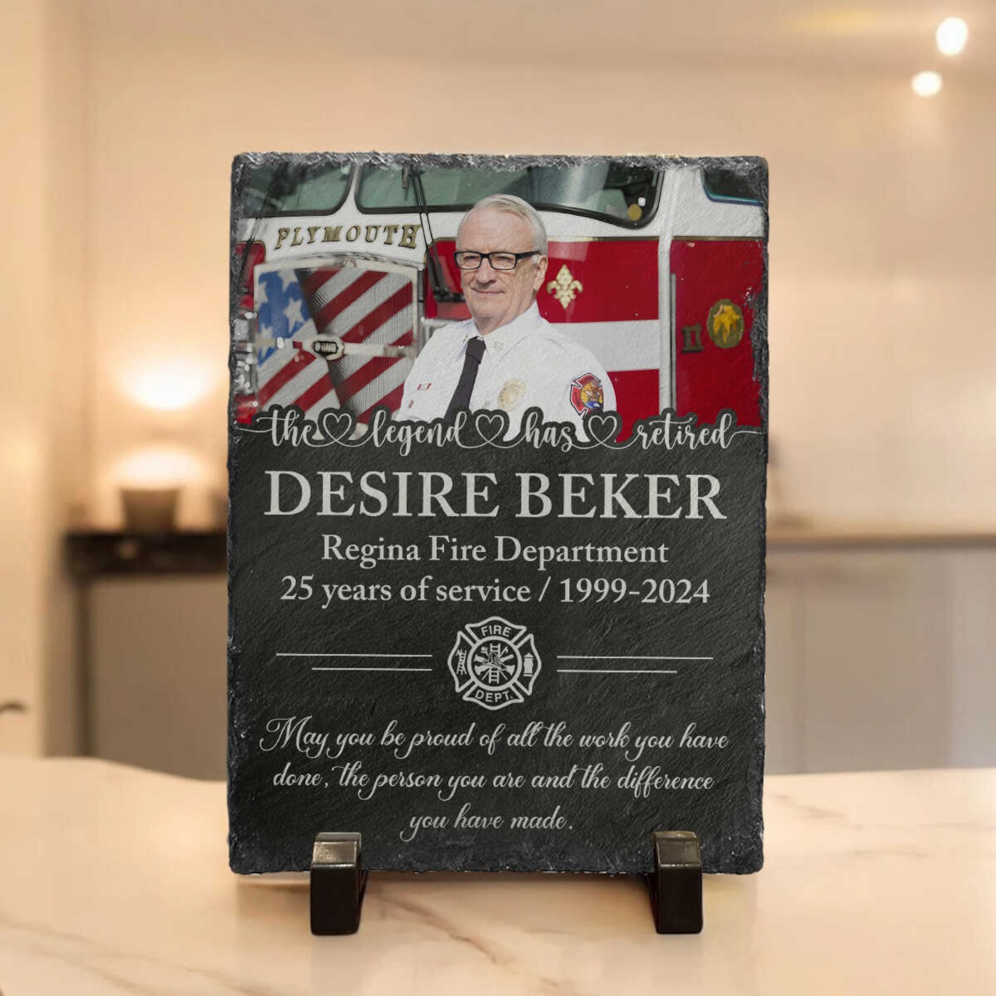 Firefighter Retirement Slate - Custom Photo The Legend Has Retired Gift