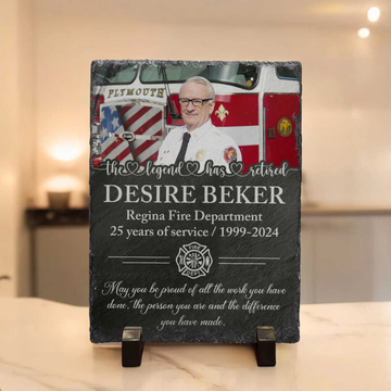 Firefighter Retirement Slate - Custom Photo The Legend Has Retired Gift
