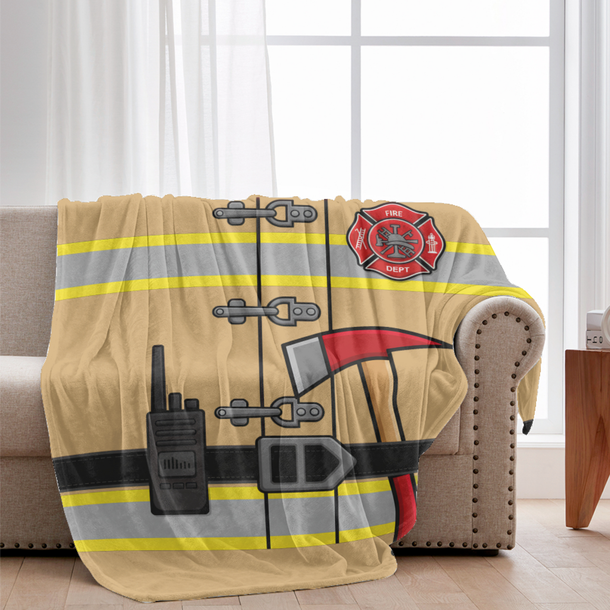 Couverture personnalisée pour pompier - Modèle de veste d'intervention avec nom personnalisé