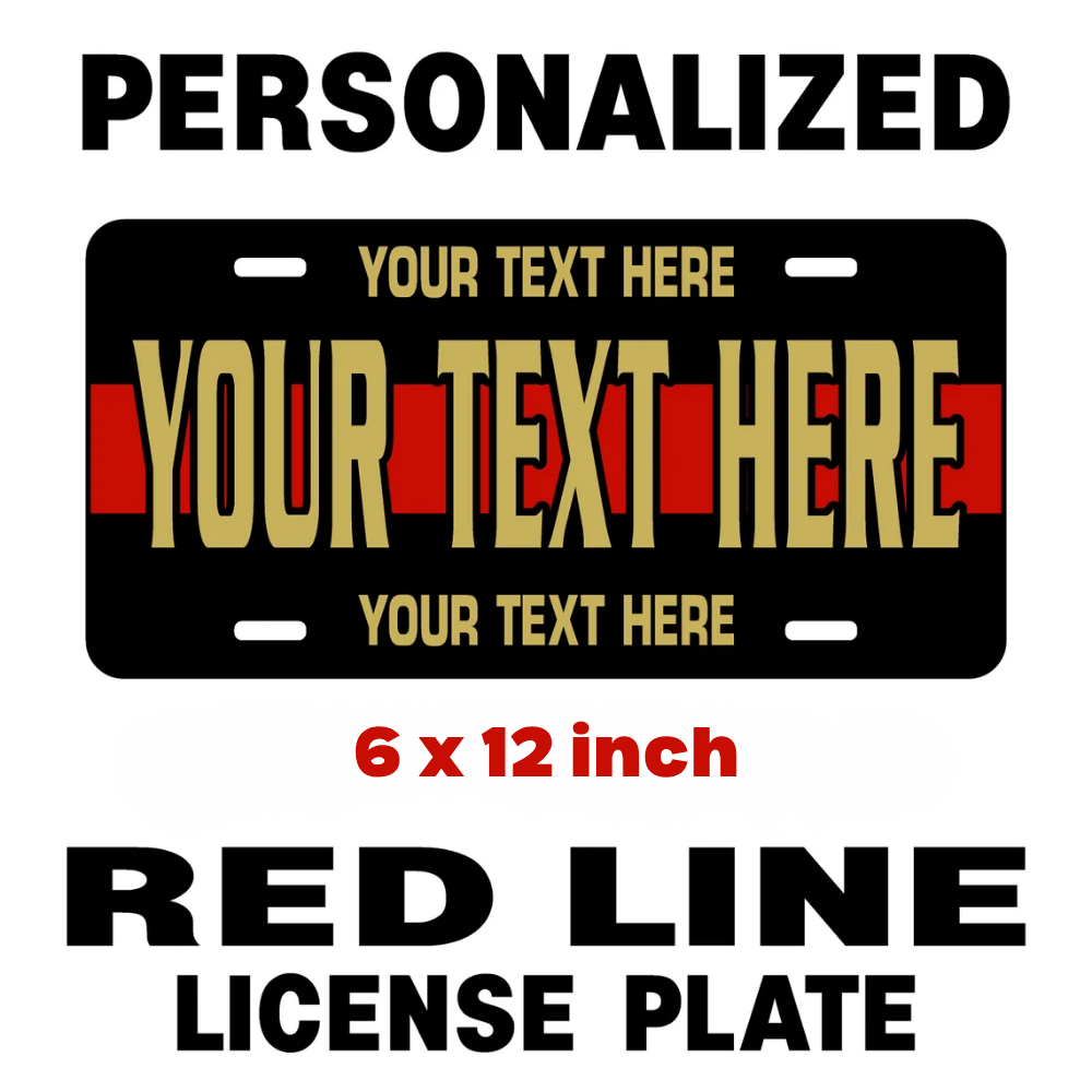 Personalized Firefighter Red Line License Plate