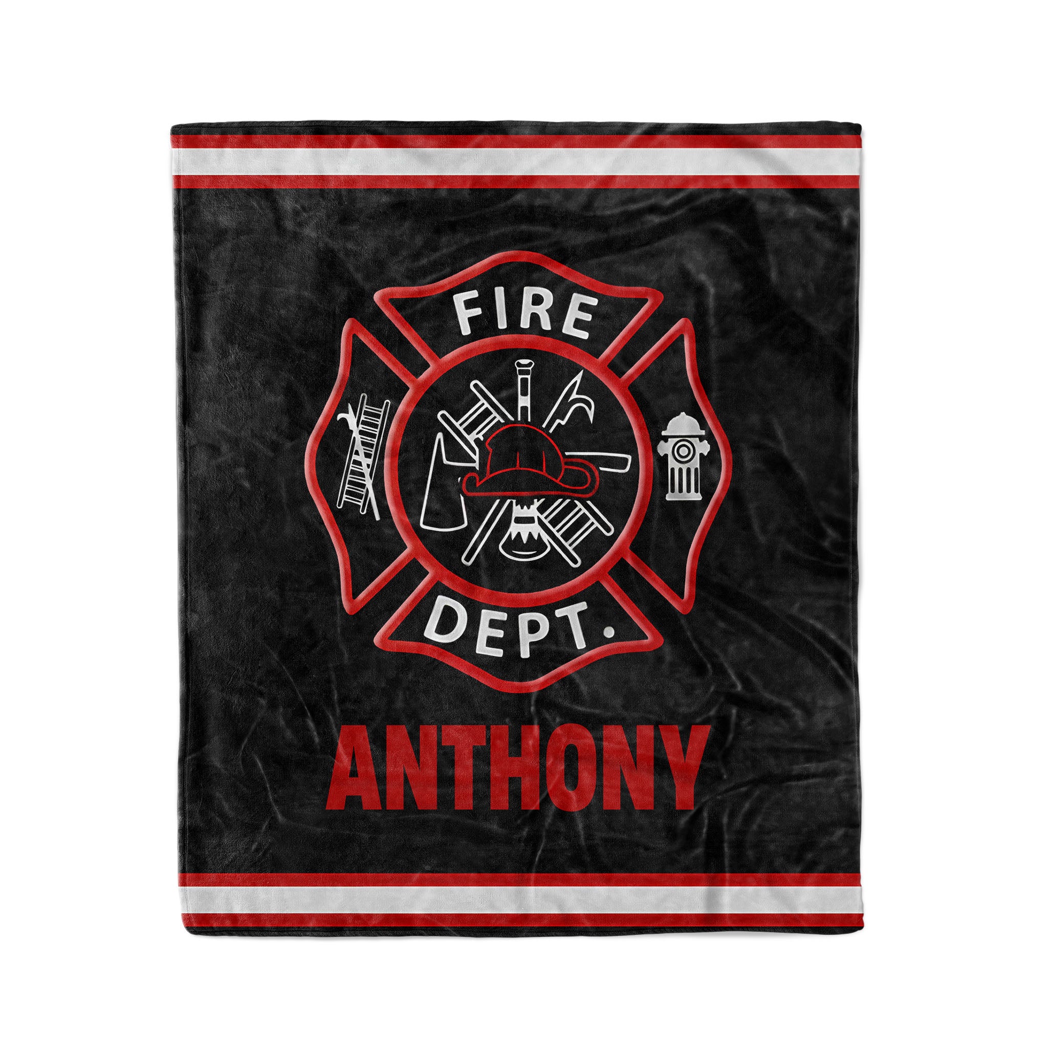 Couverture personnalisée pour pompiers - Motif personnalisé avec le nom du pompier