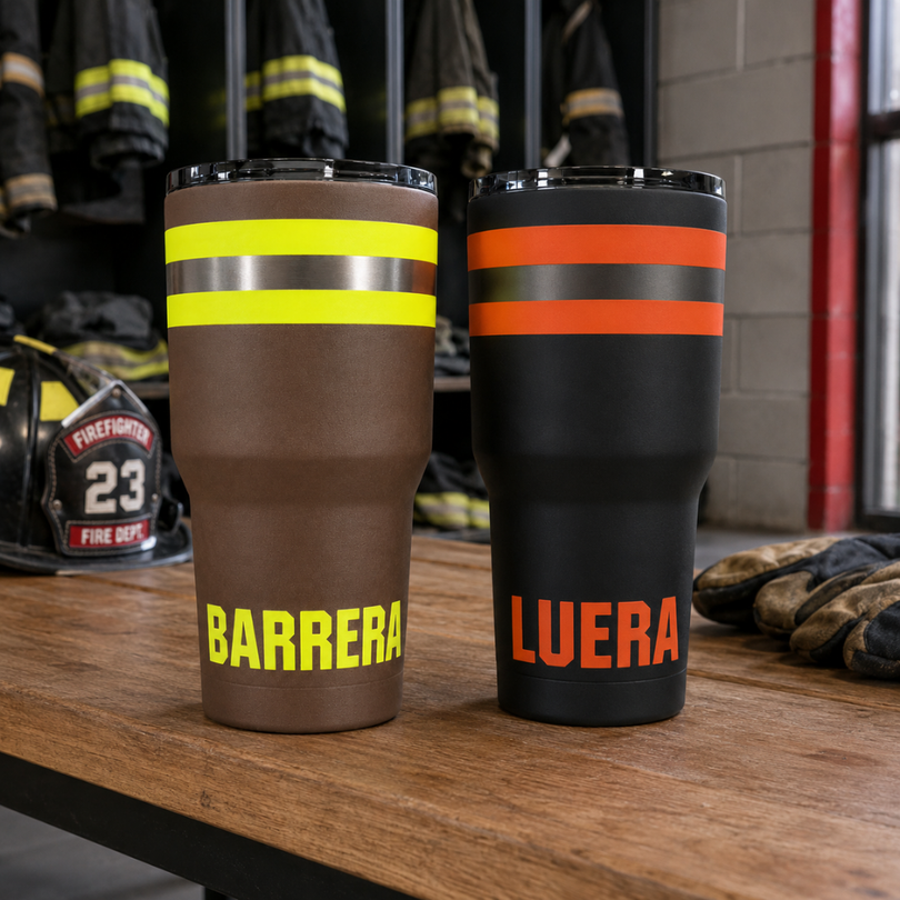 Personalized Firefighter Bunker Gear Tumbler