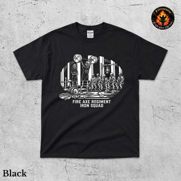 Vintage firefighter shirt with antique fire truck and gold lettering on navy or black cotton tee