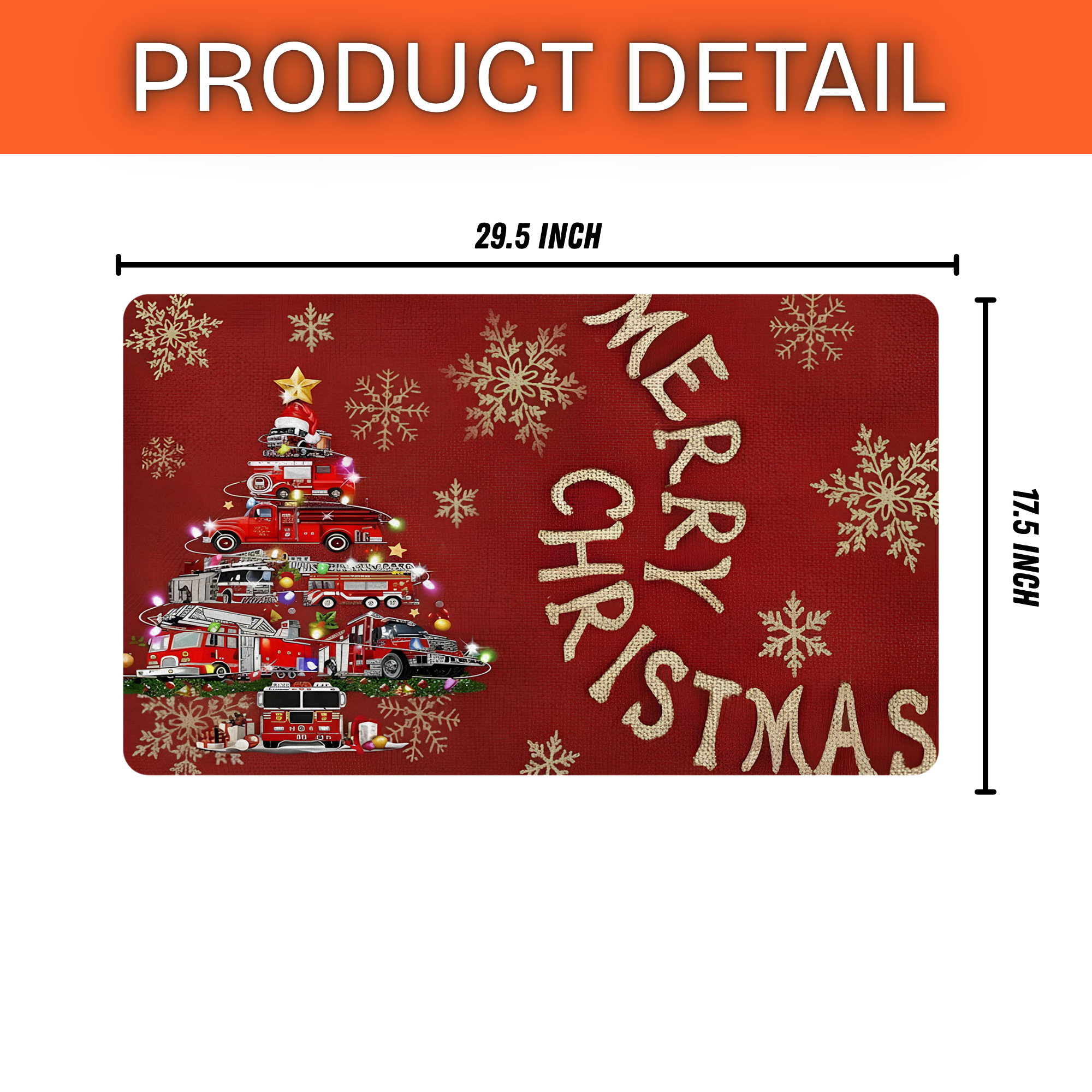Christmas Firetruck Tree - Doormat