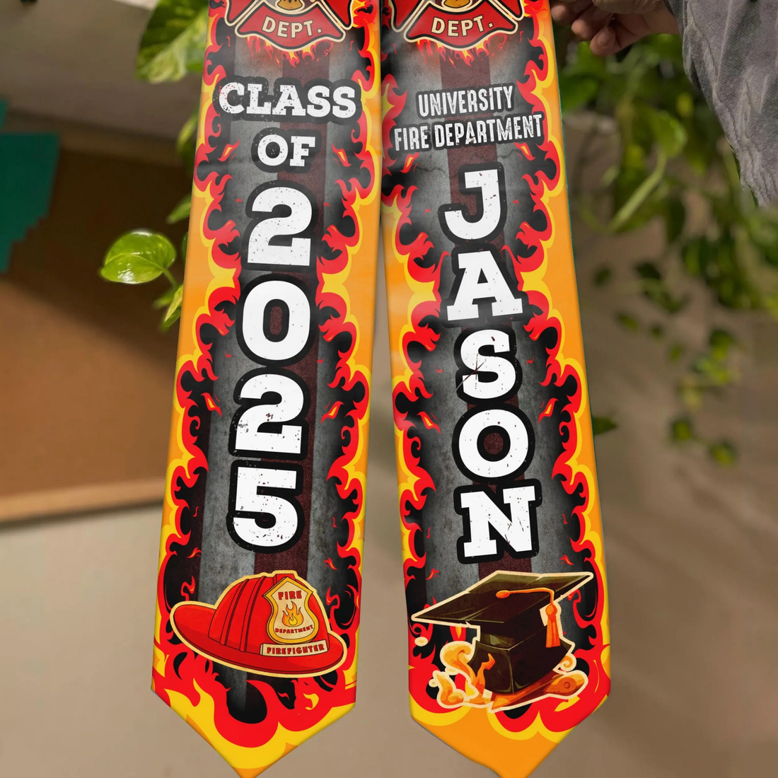 Firefighter Graduation Stole - Custom Fire Academy Born To Save Lives Sash