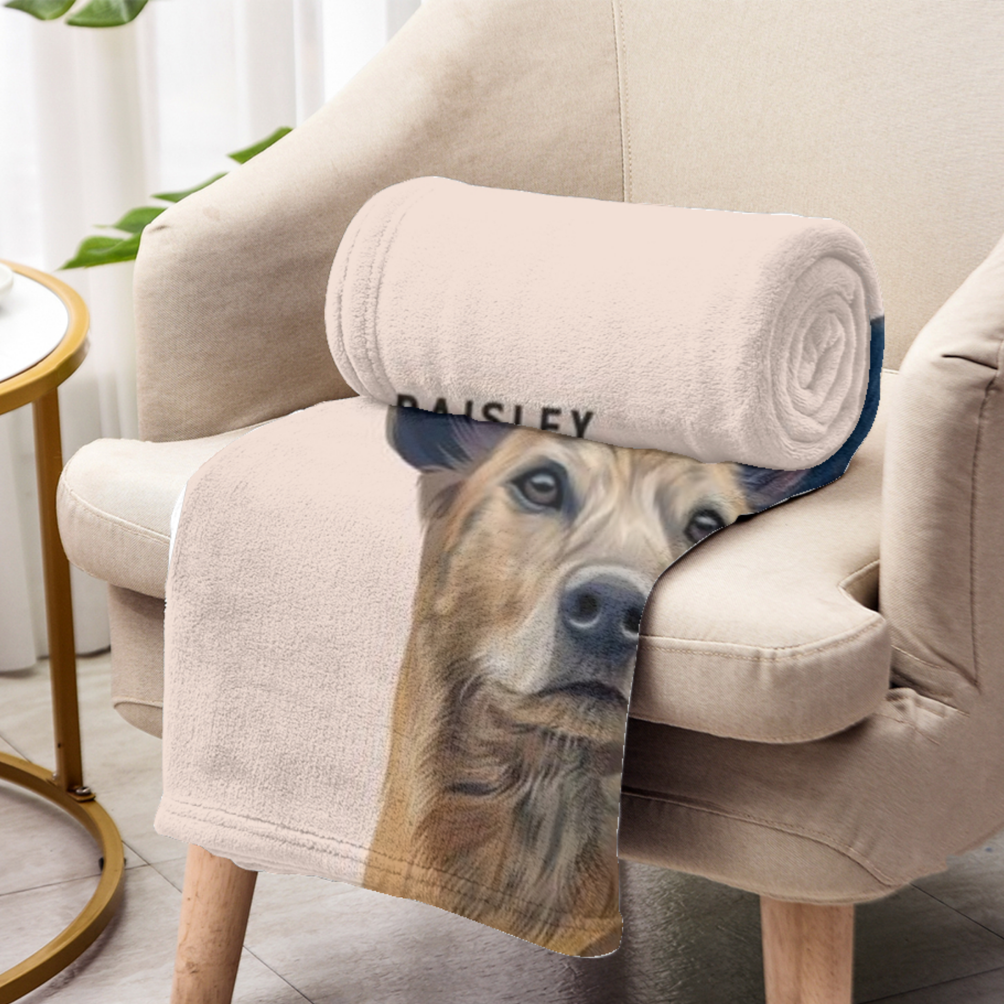 Couverture personnalisée avec portrait d'animal de compagnie - Illustration personnalisée avec le nom de votre chien ou chat