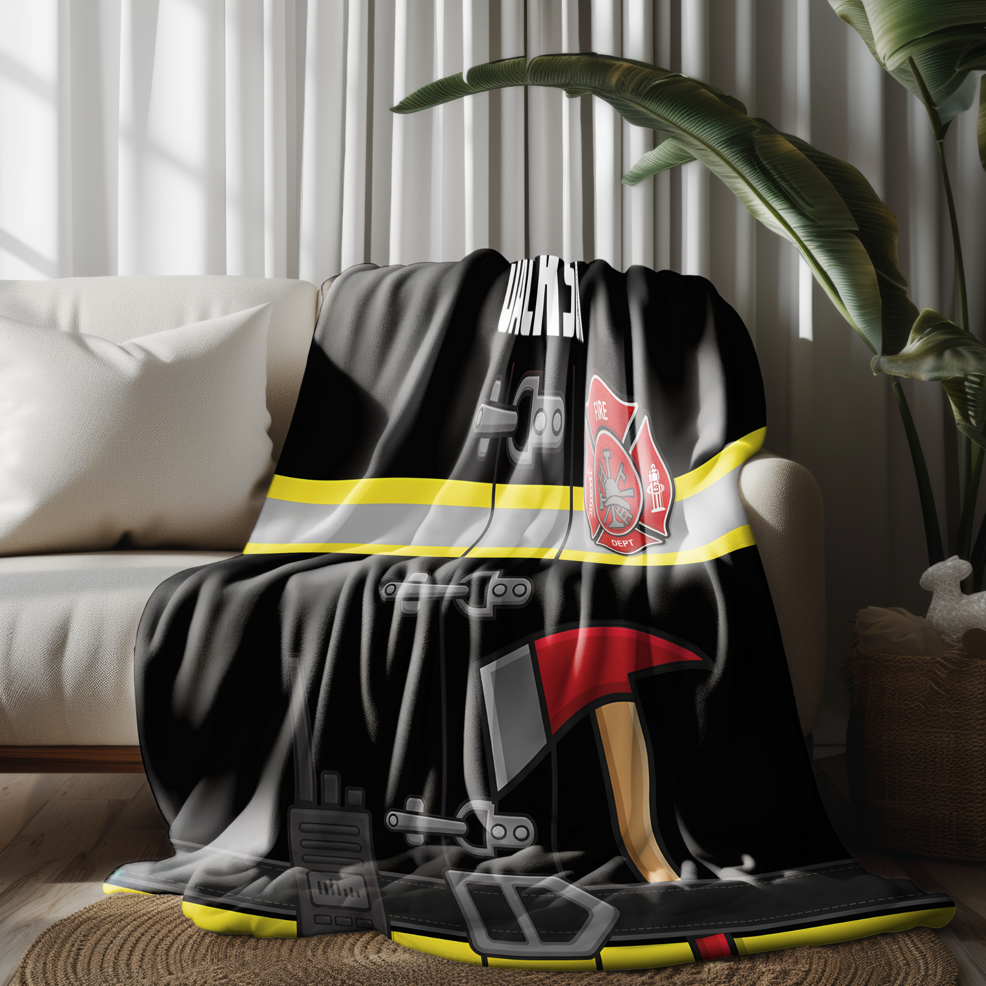 Couverture personnalisée pour pompier - Modèle de veste d'intervention avec nom personnalisé