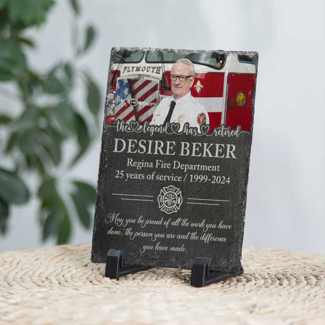 Firefighter Retirement Slate - Custom Photo The Legend Has Retired Gift