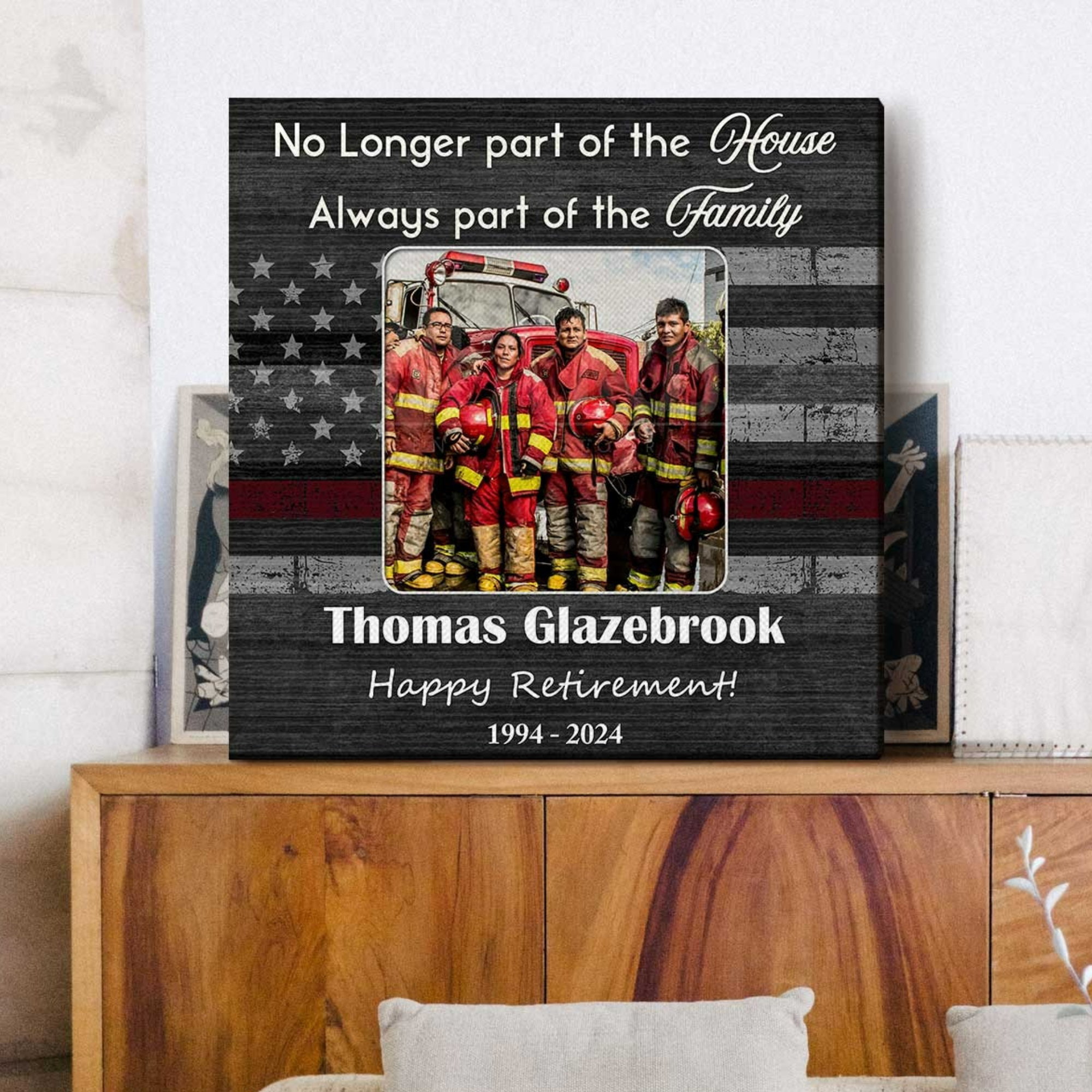 Firefighter Retirement Canvas - Custom Photo No Longer Part Of House Gift
