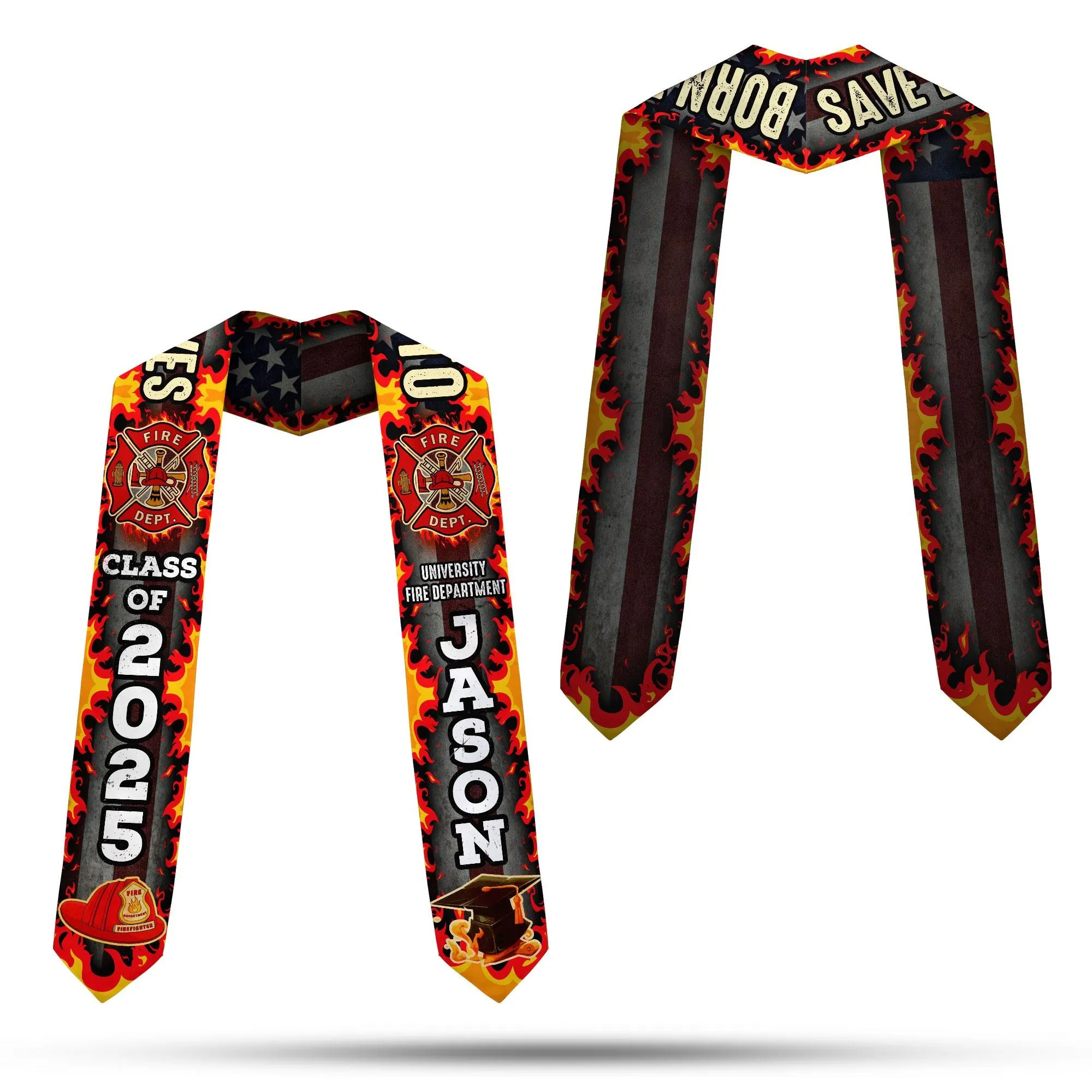 Firefighter Graduation Stole - Custom Fire Academy Born To Save Lives Sash