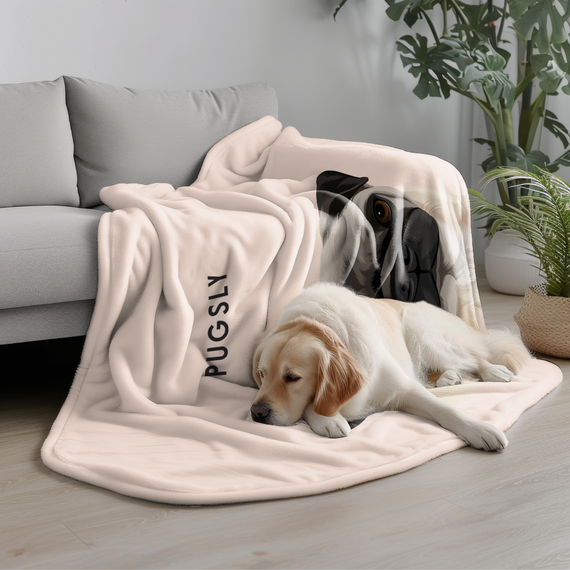 Couverture personnalisée avec portrait d'animal de compagnie - Illustration personnalisée avec le nom de votre chien ou chat