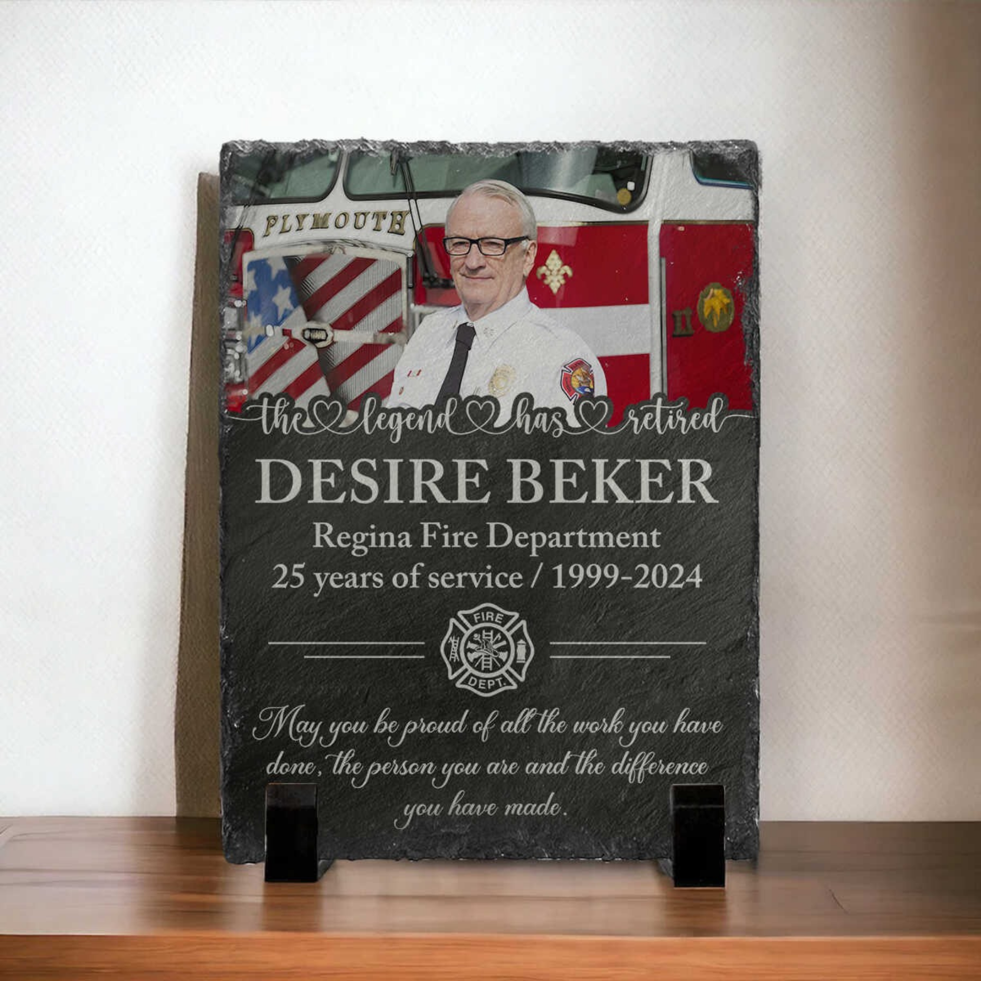 Firefighter Retirement Slate - Custom Photo The Legend Has Retired Gift