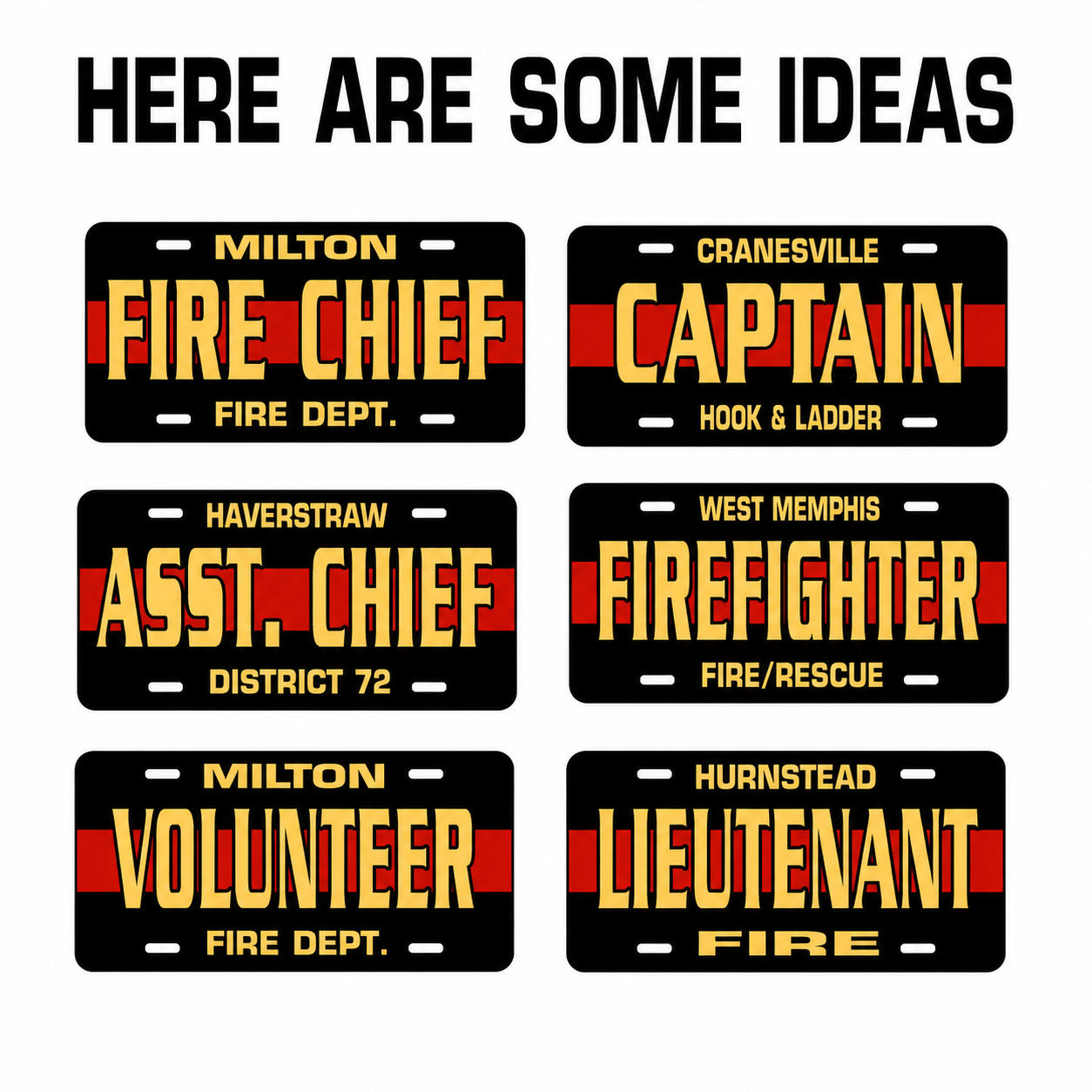 Personalized Firefighter Red Line License Plate