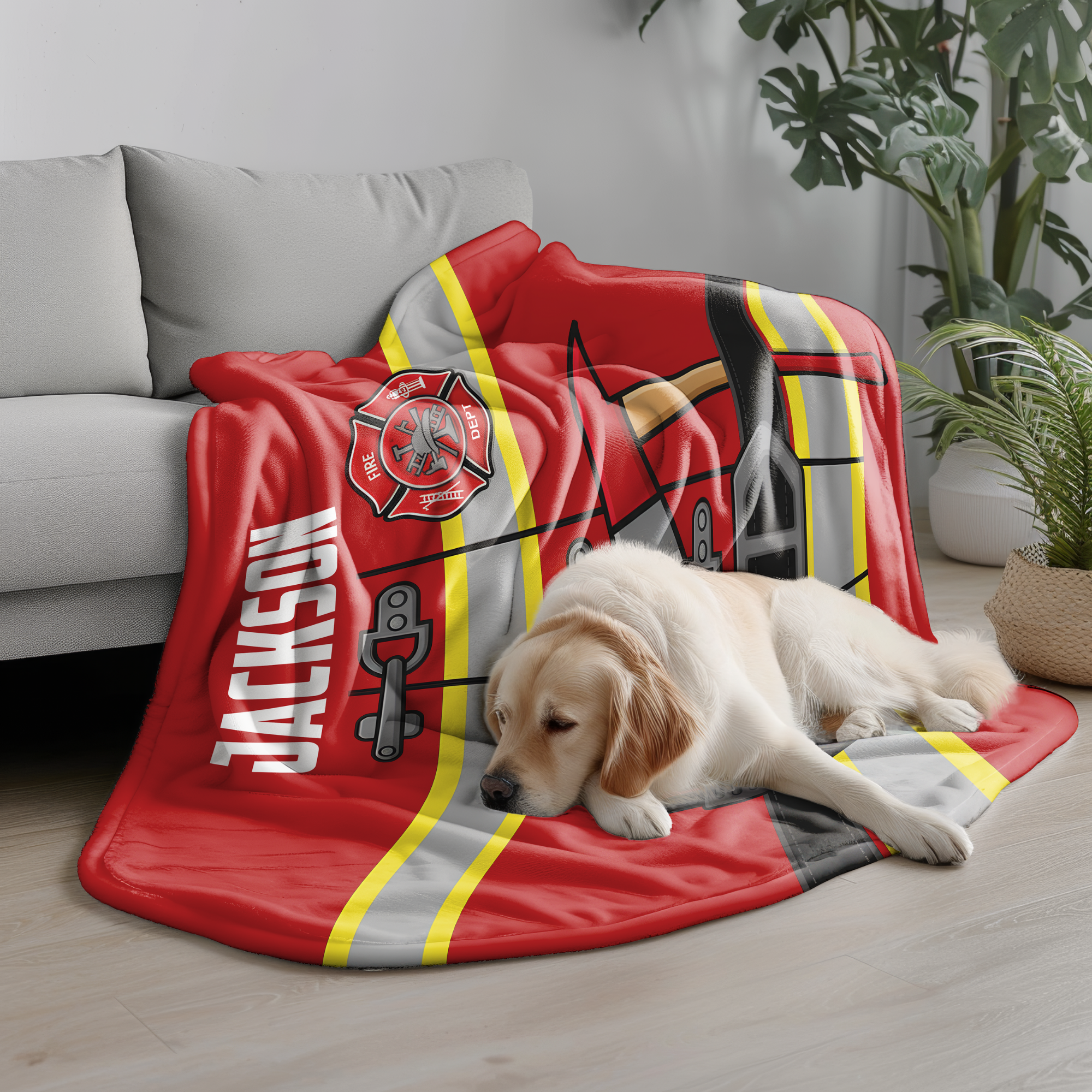 Couverture personnalisée pour pompier - Modèle de veste d'intervention avec nom personnalisé