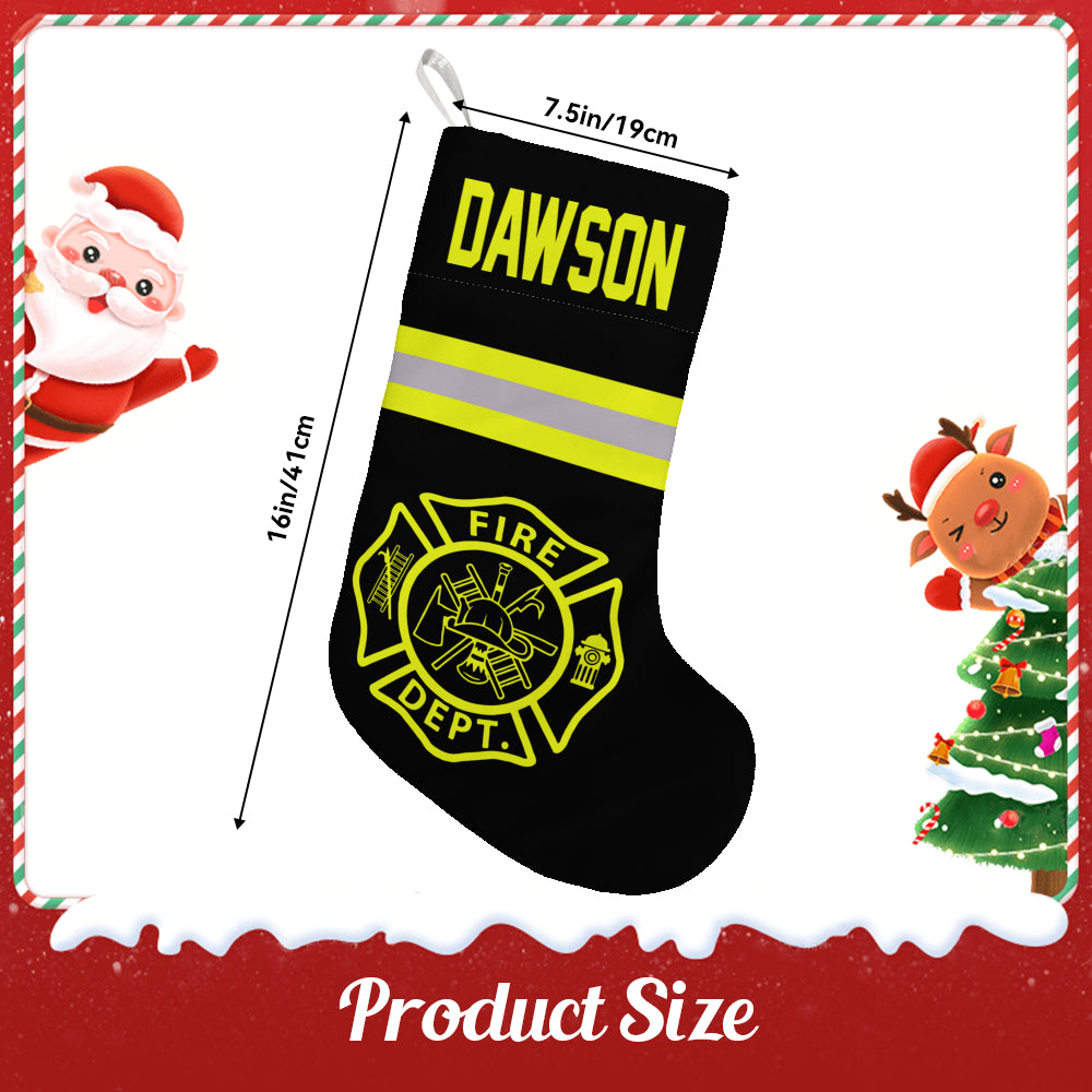 Custom Firefighter Christmas Stocking - Personalized Fire Dept