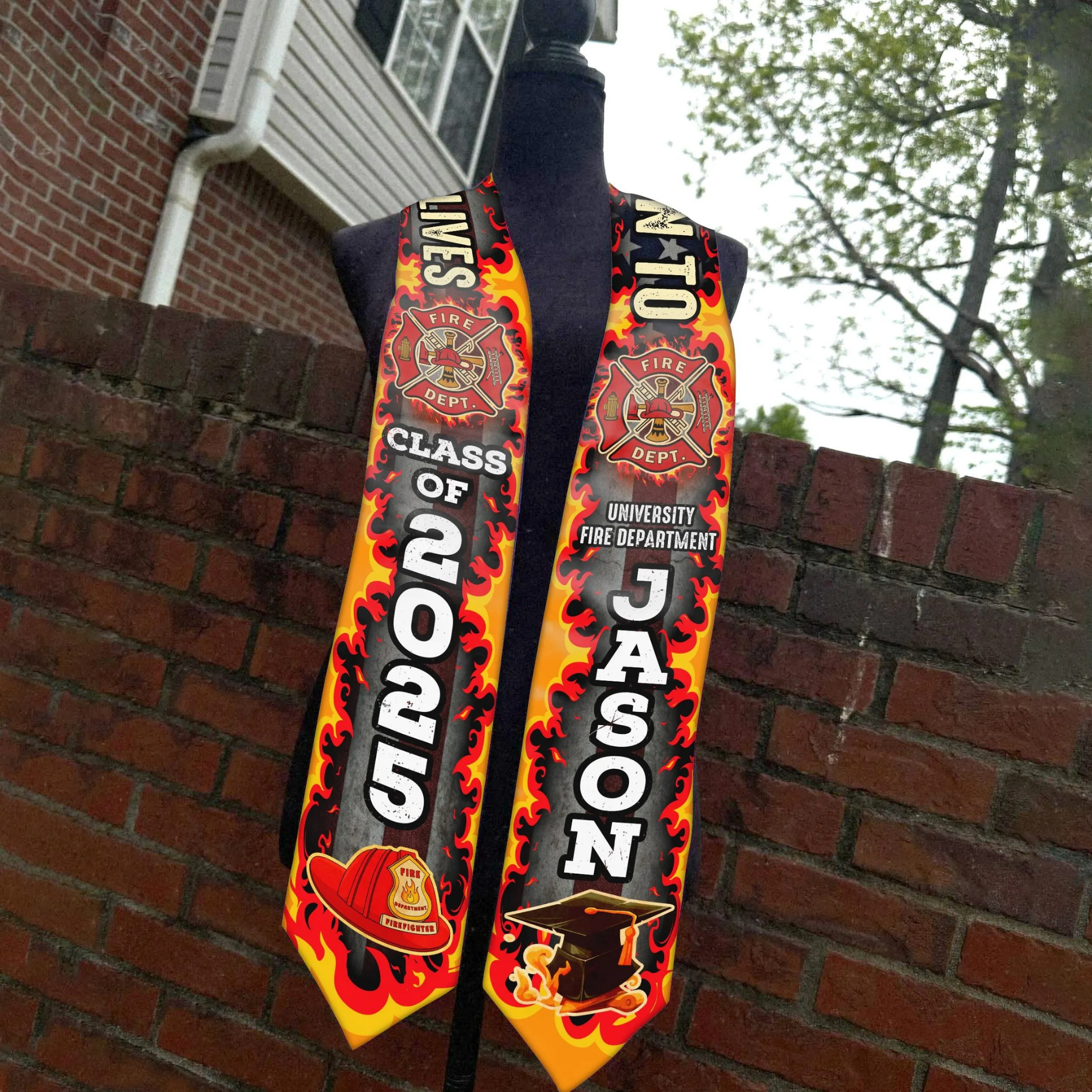 Firefighter Graduation Stole - Custom Fire Academy Born To Save Lives Sash