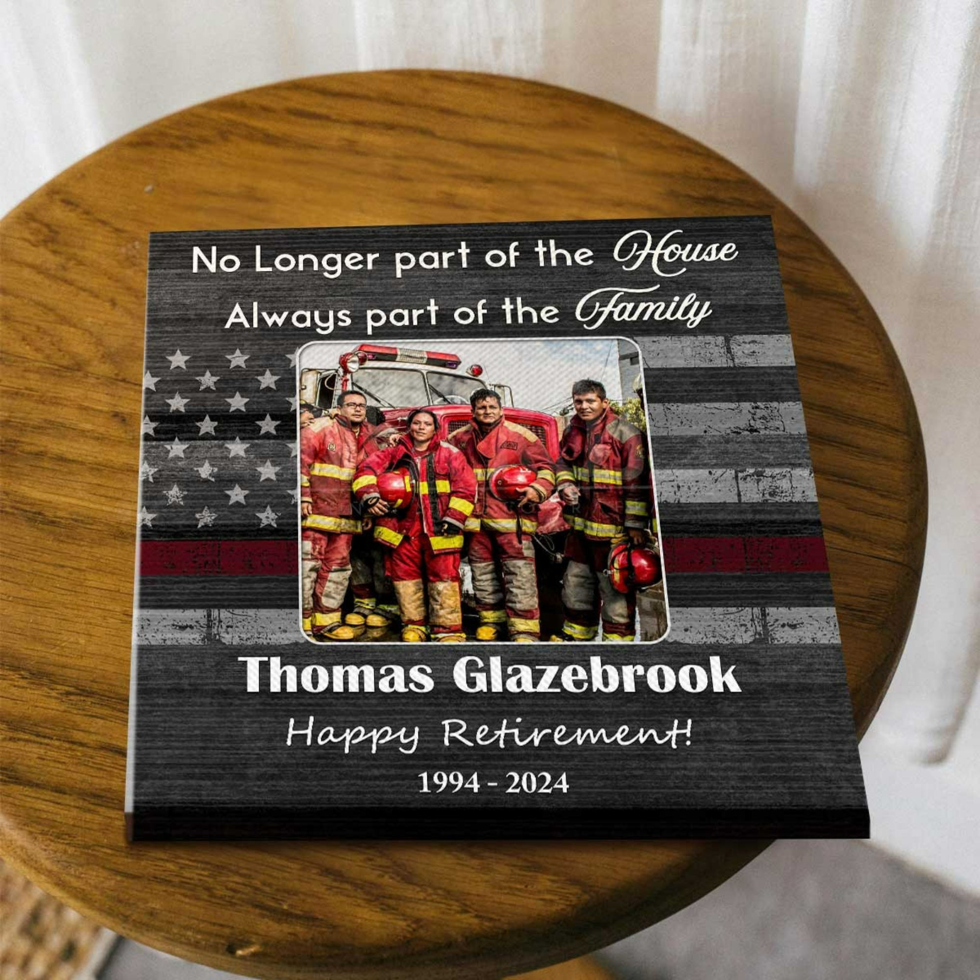 Firefighter Retirement Canvas - Custom Photo No Longer Part Of House Gift