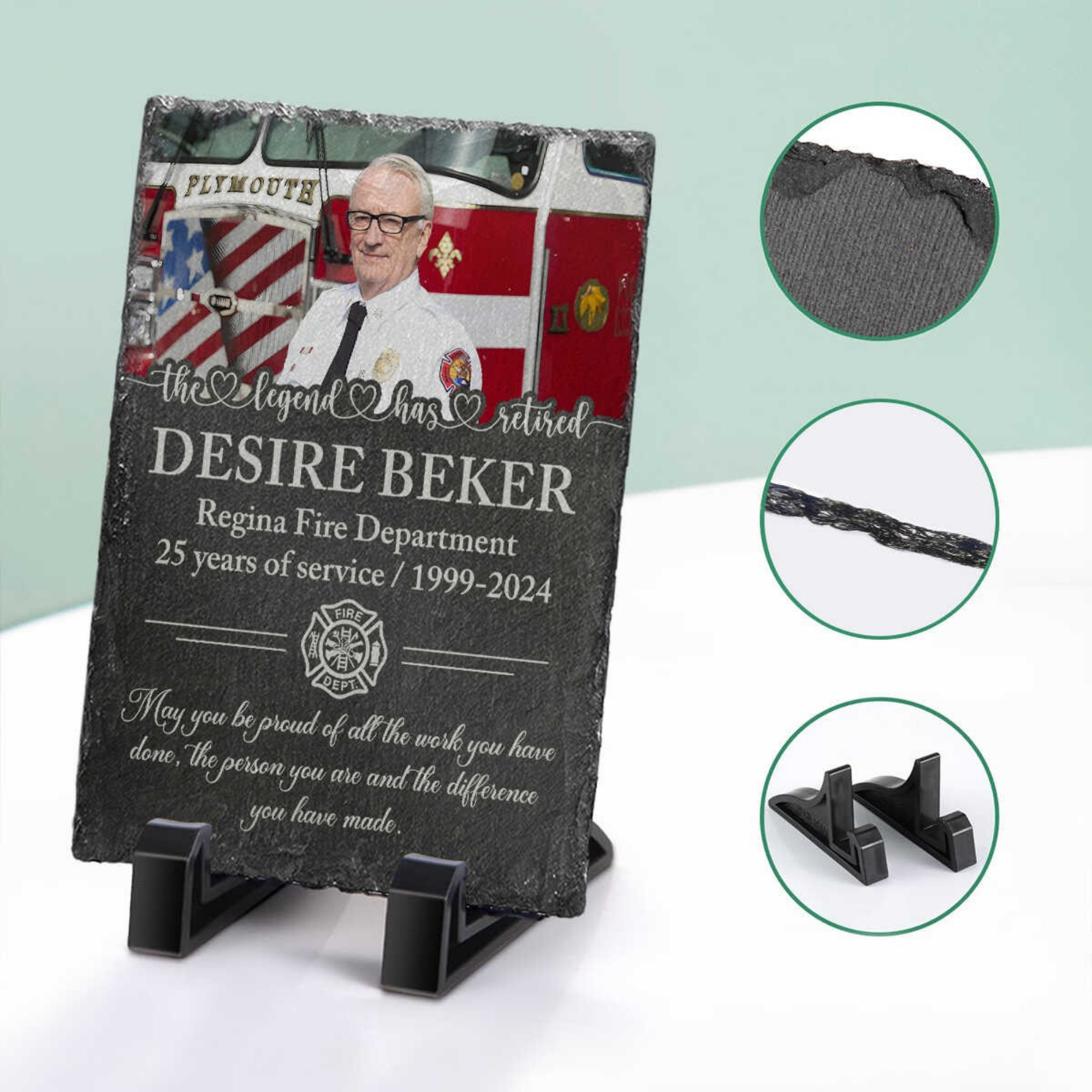 Firefighter Retirement Slate - Custom Photo The Legend Has Retired Gift