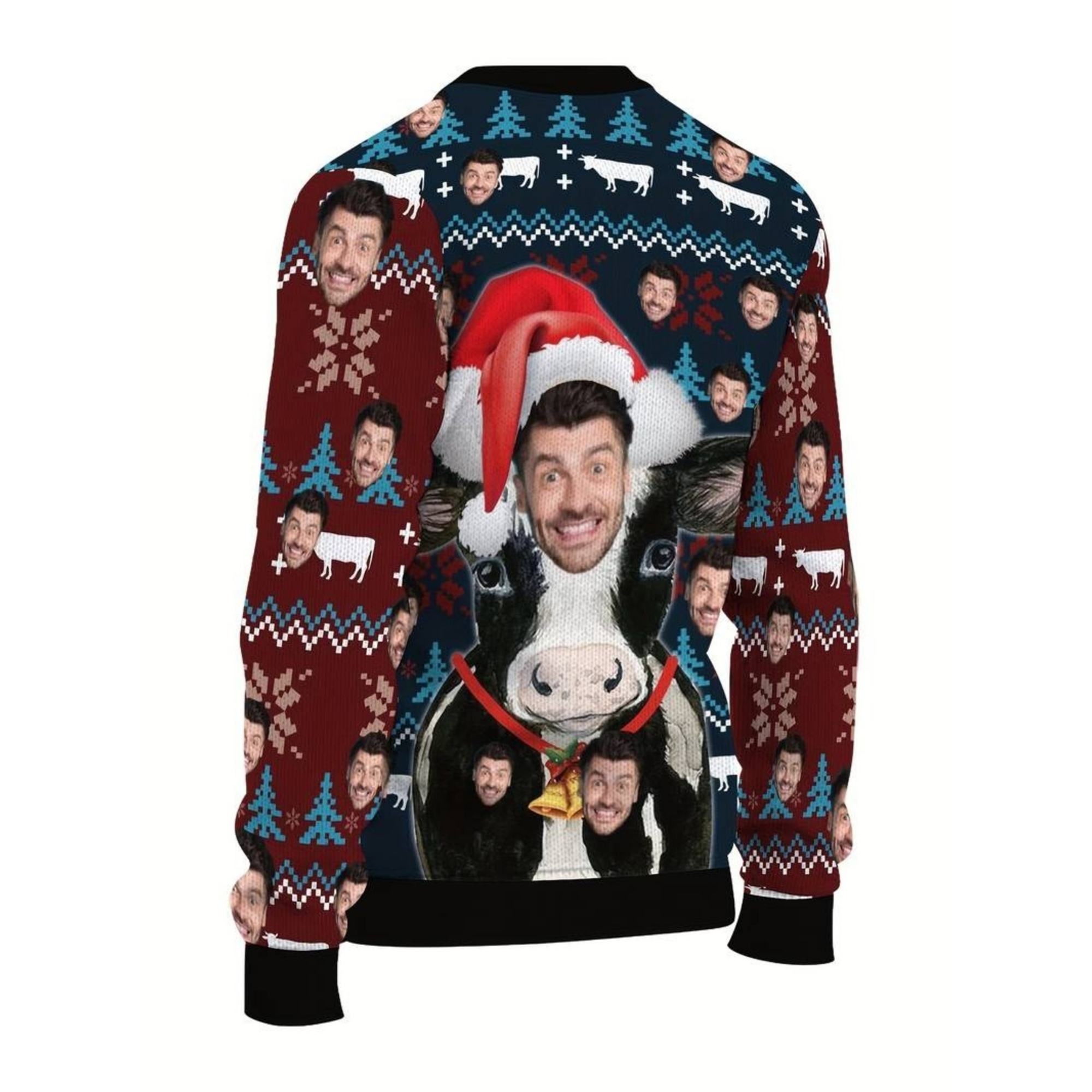 Custom Face Ugly Christmas Sweater - Personalized Photo Cow