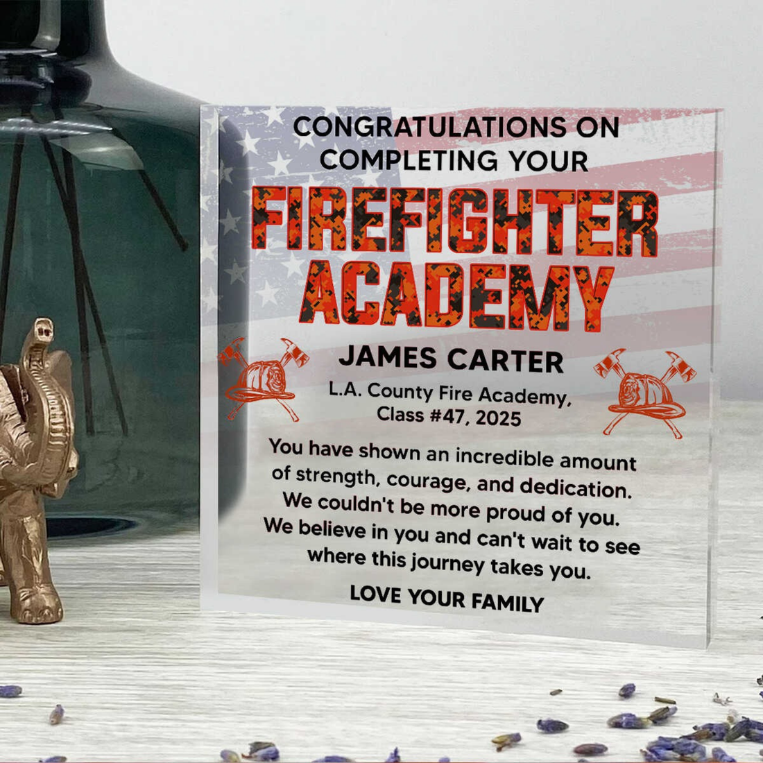 Firefighter Academy Graduation Plaque - Custom Fire Academy Completion Gift