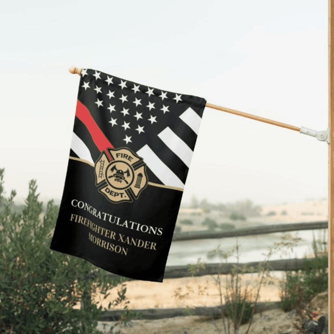 Personalized Firefighter House Flag