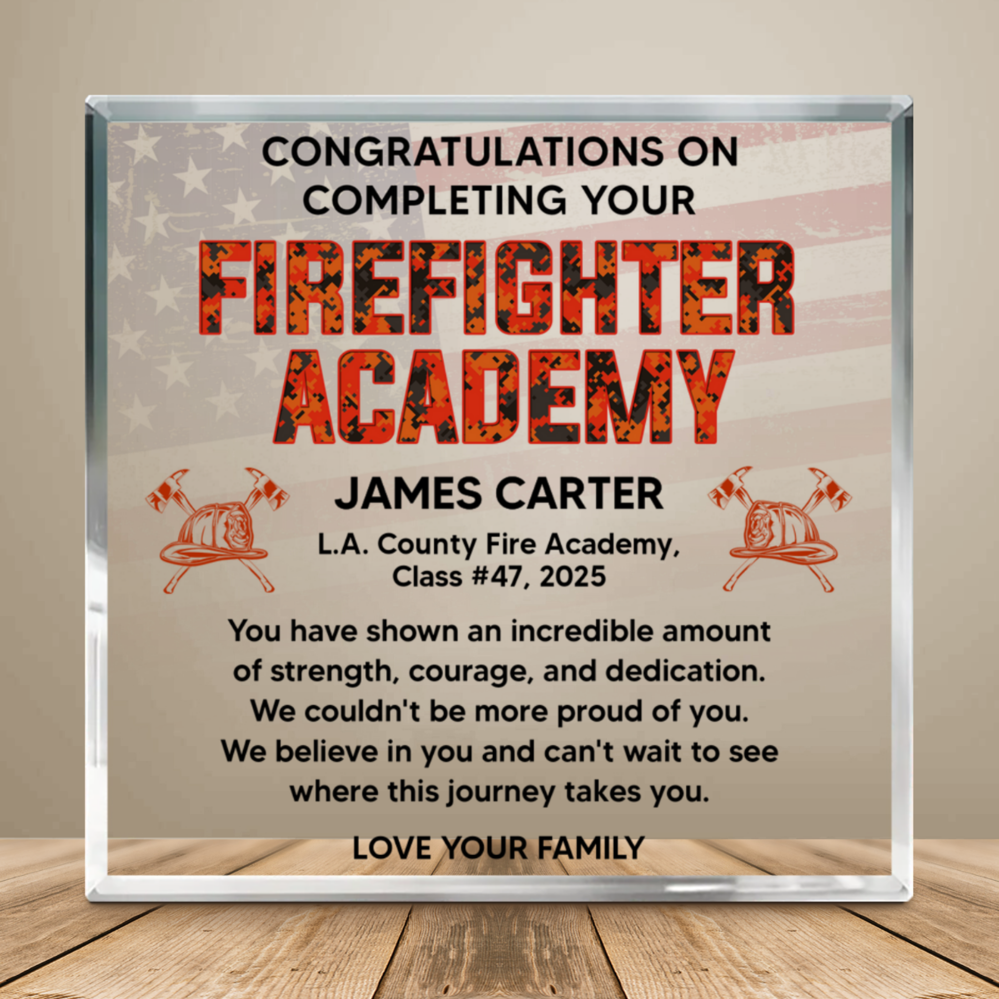 Firefighter Academy Graduation Plaque - Custom Fire Academy Completion Gift