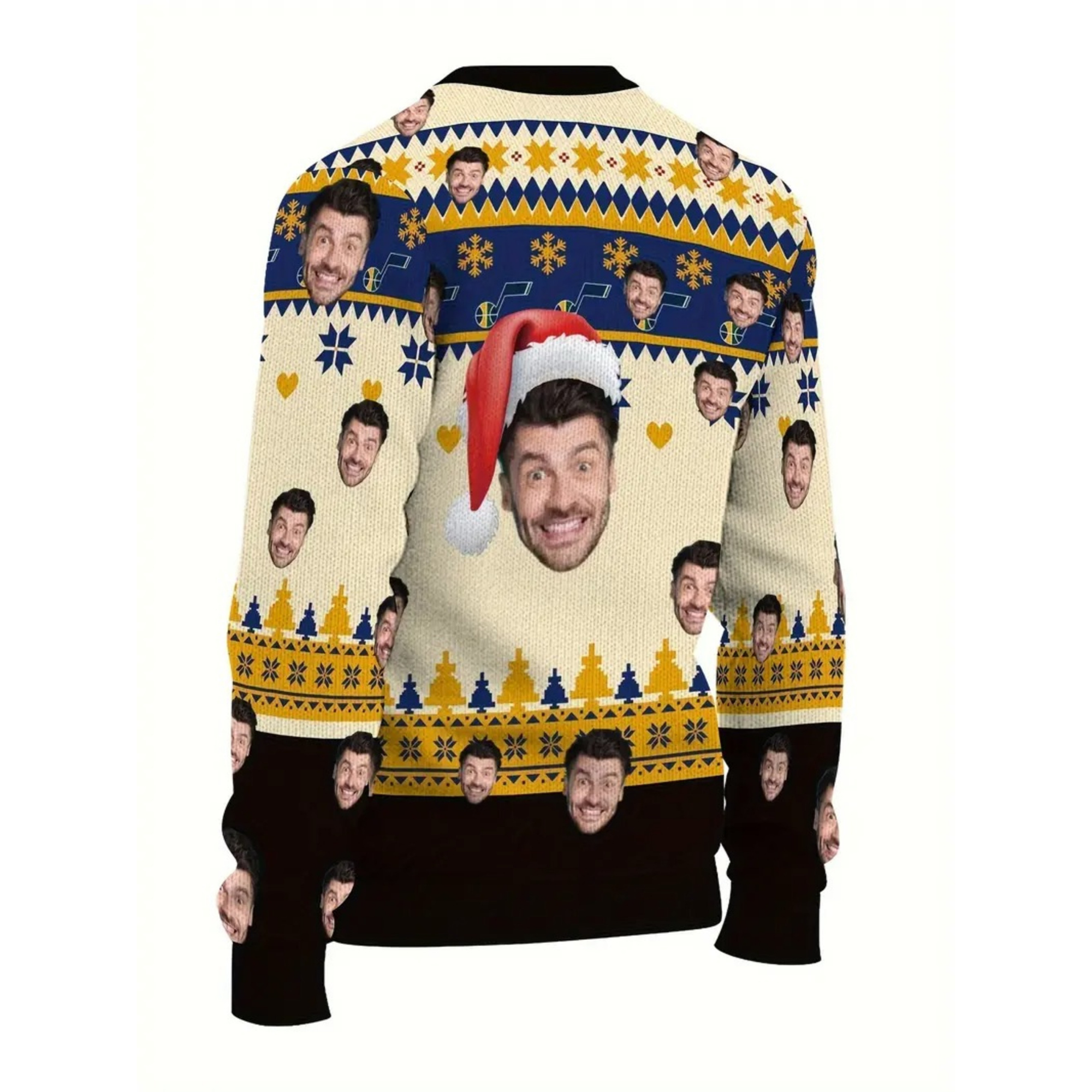 Custom Face Ugly Christmas Sweater - Personalized Photo Blue