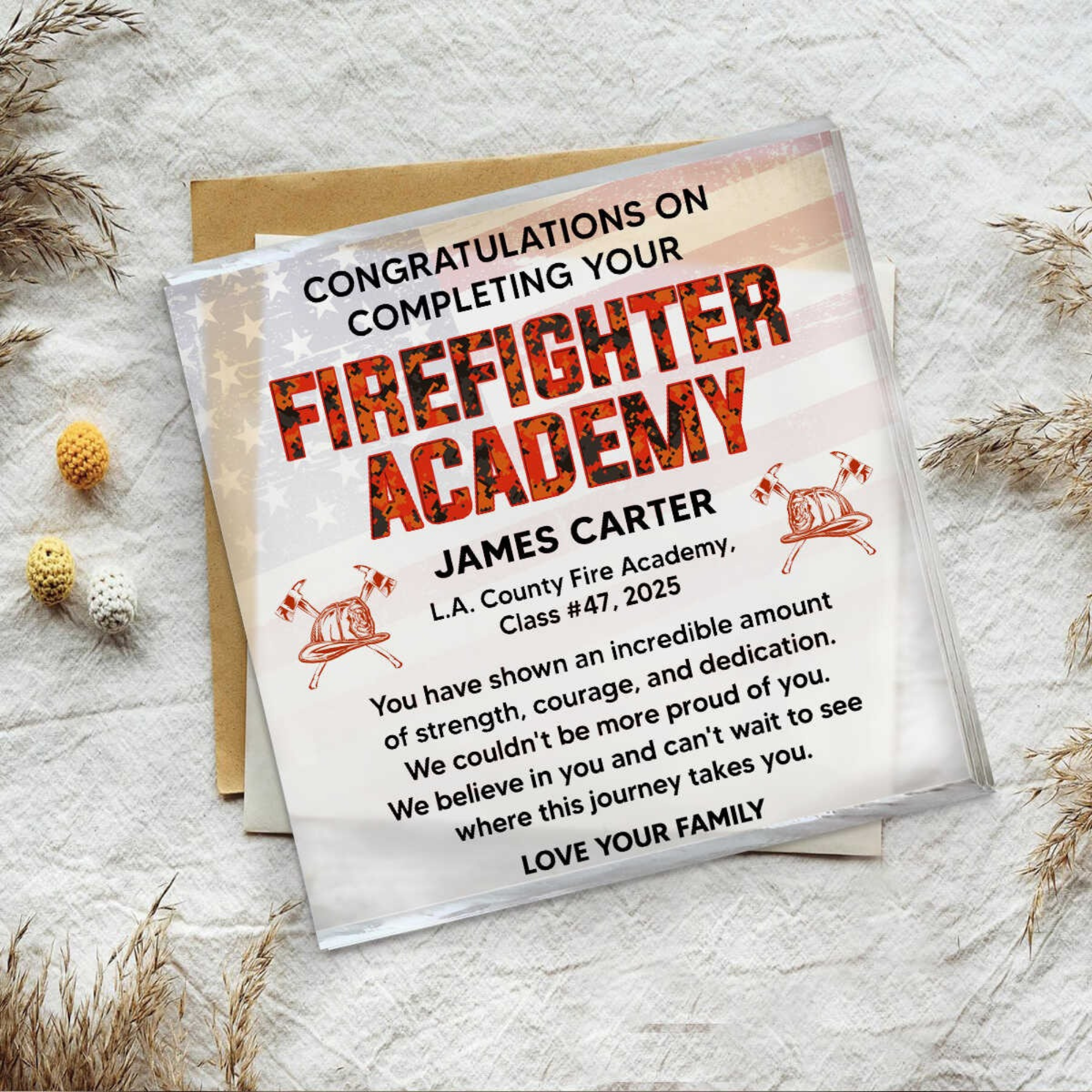 Firefighter Academy Graduation Plaque - Custom Fire Academy Completion Gift