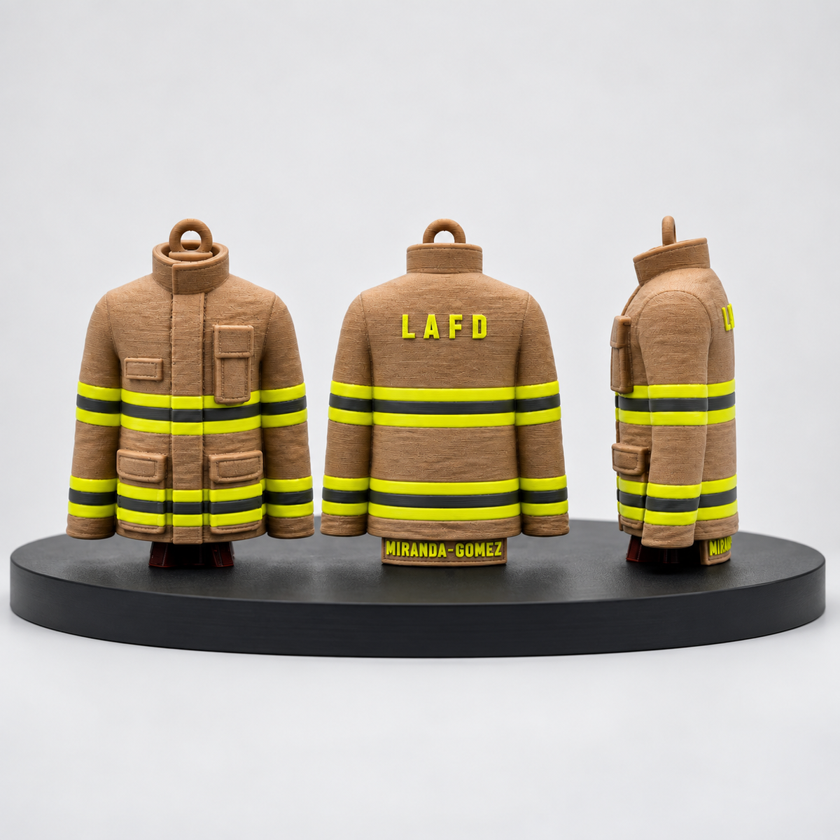 Personalized 3D Firefighter Bunker Coat Ornament – Custom 3D Printed Turnout Gear with Name & Department